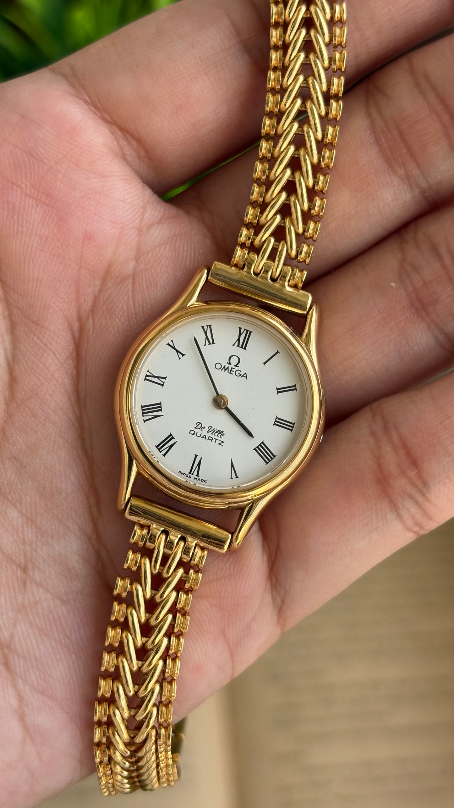 Vintage Omega De Ville Swiss Watch in Gold Tone Roman Dial