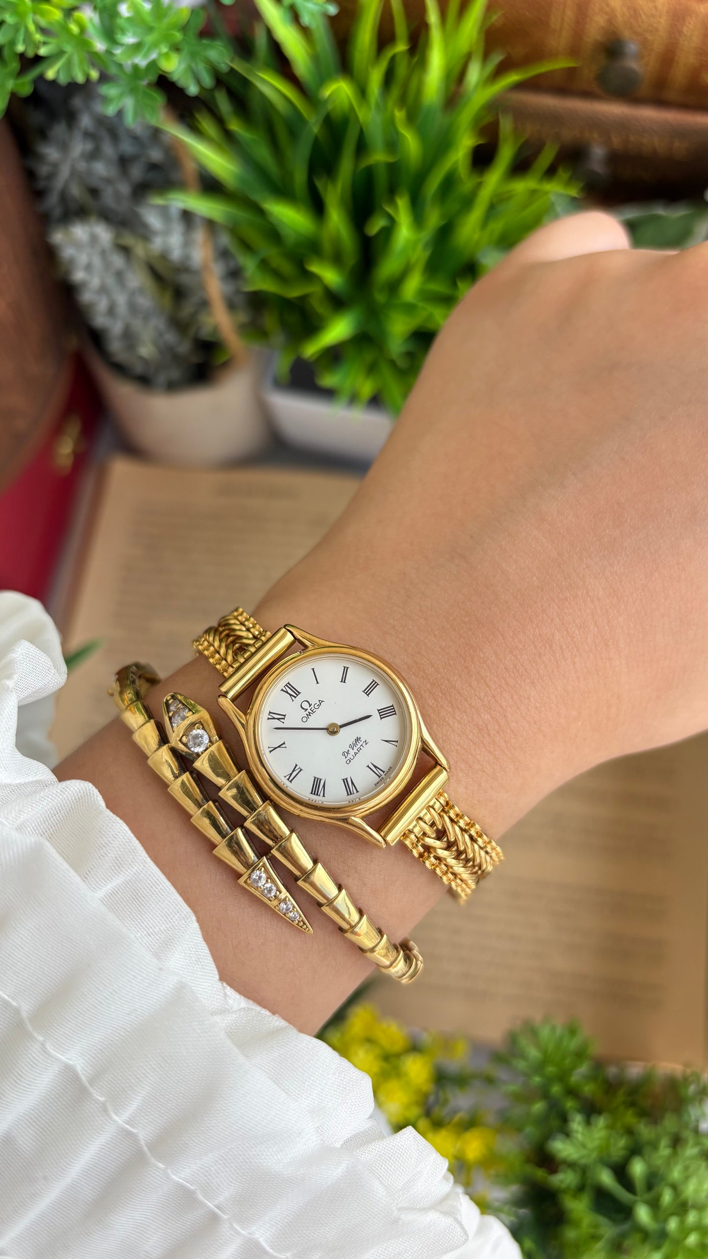 Vintage Omega De Ville Swiss Watch in Gold Tone Roman Dial