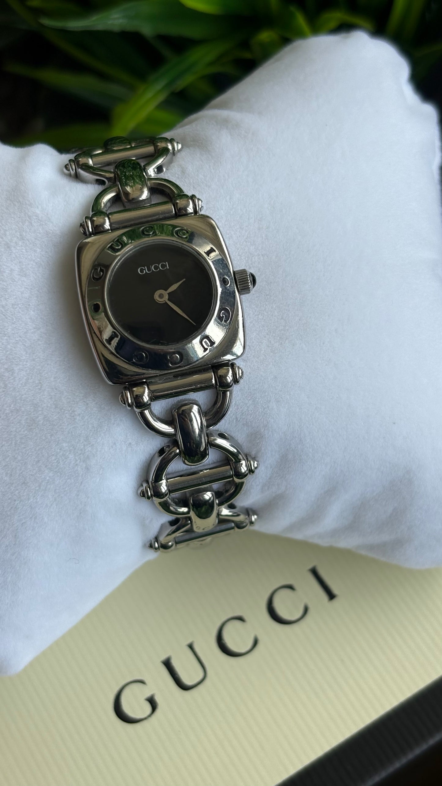Vintage Gucci 6400L Classic Horsebit Watch in Silver Tone