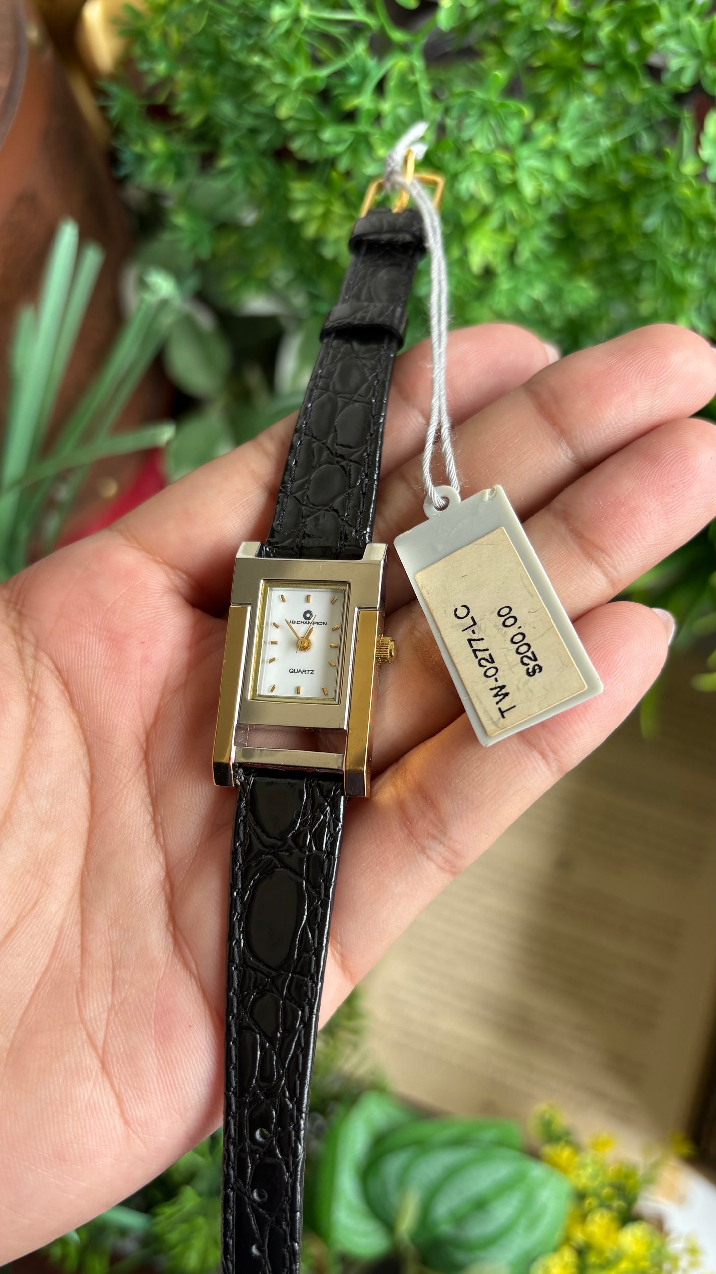 Vintage J.B. Champion Tank Watch in Black Leather Watch (200$ on tag)