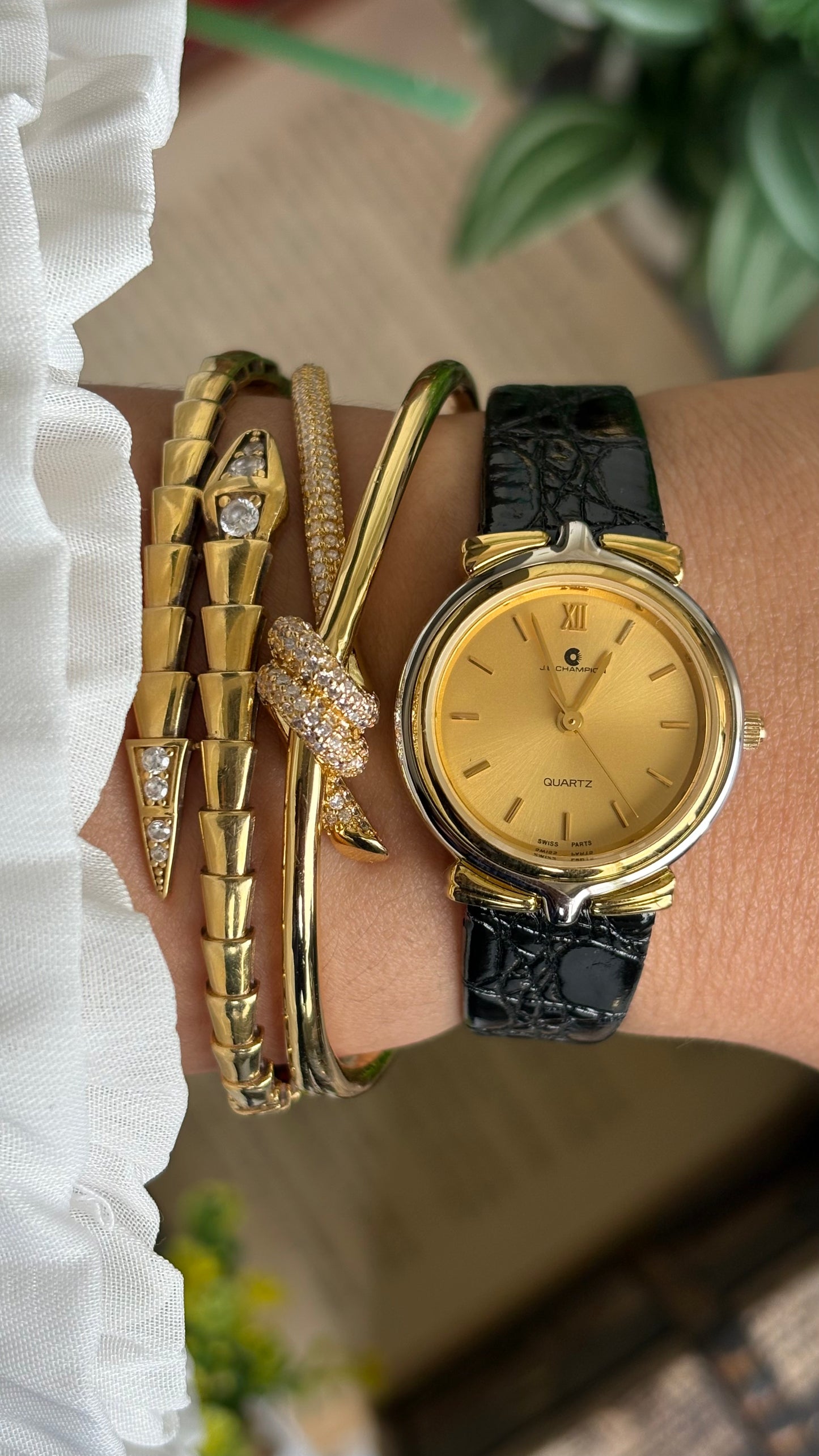 Vintage J.B. Champion Watch in Black Leather Strap