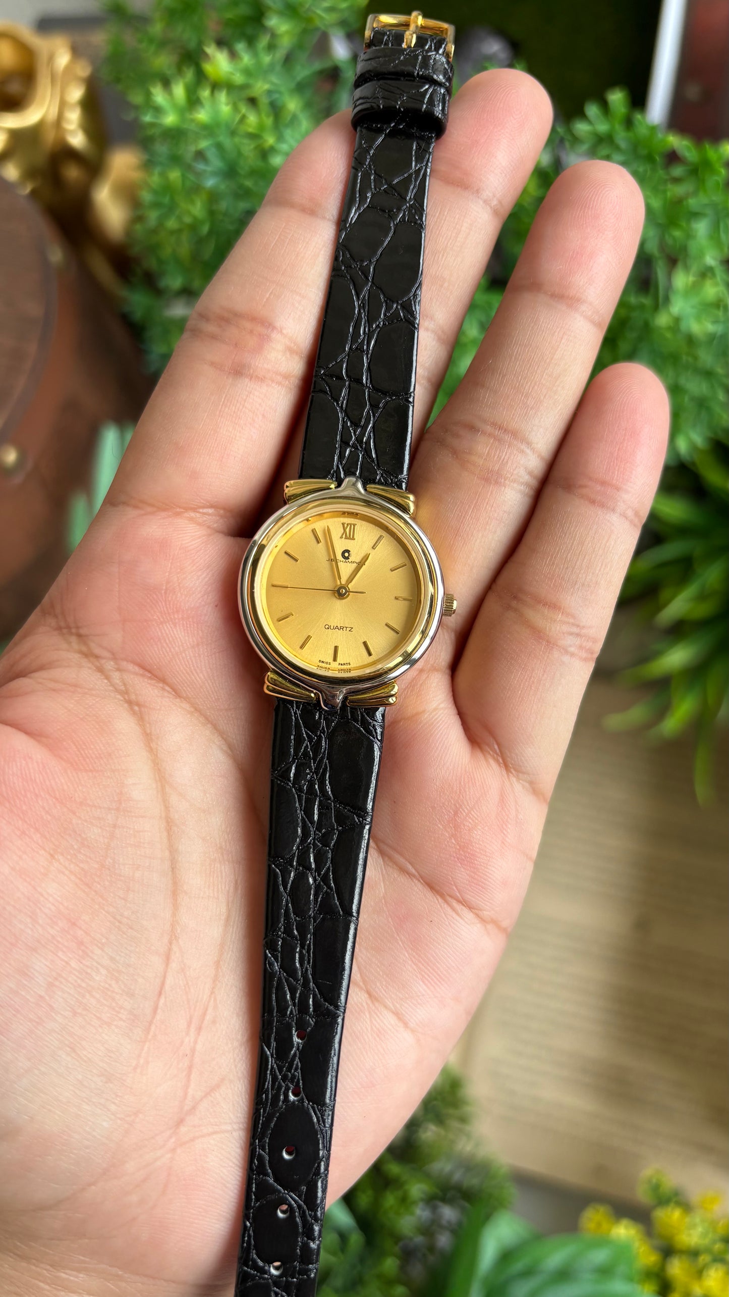 Vintage J.B. Champion Watch in Black Leather Strap