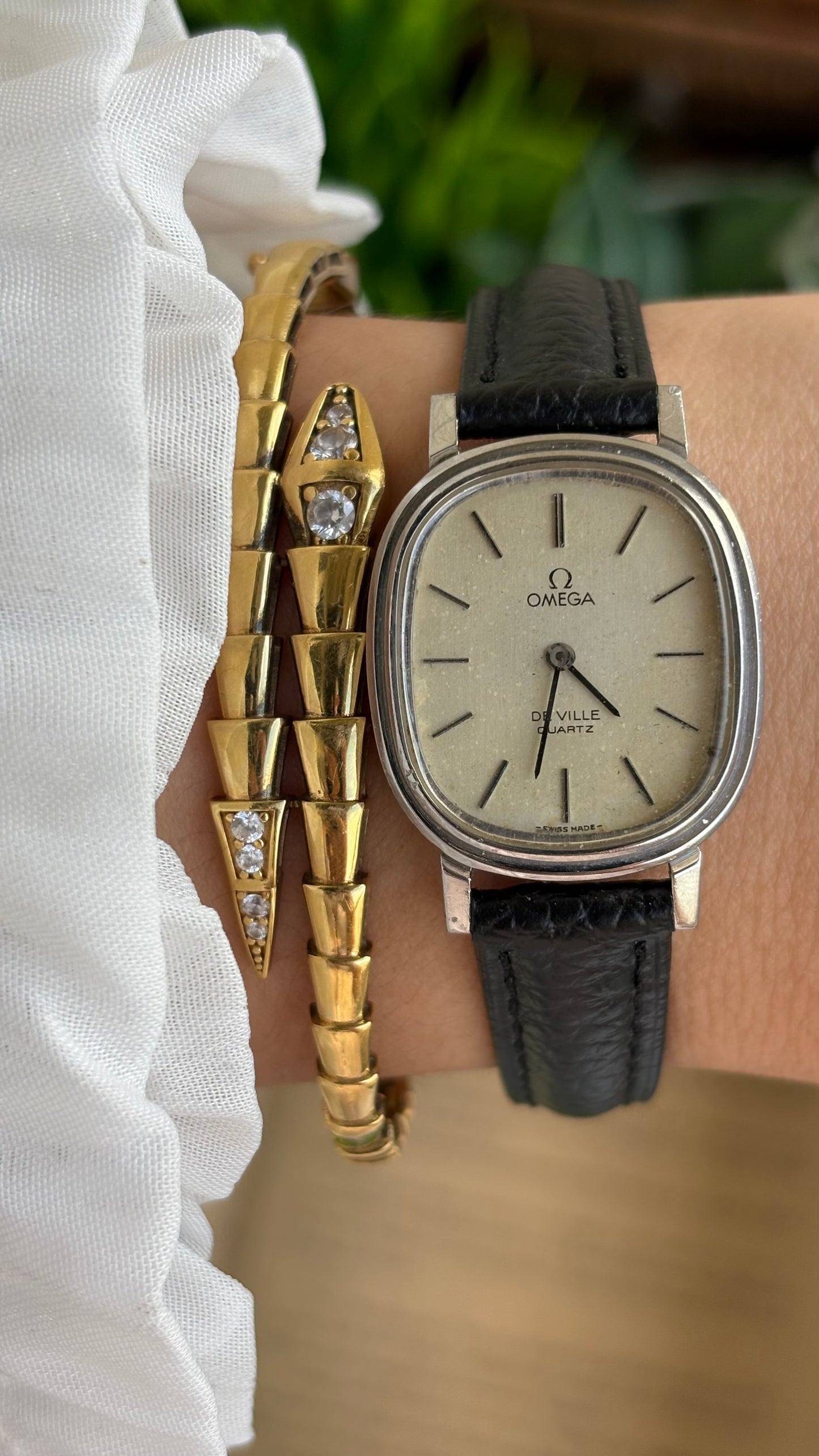 Vintage Omega De Ville Swiss Watch in Black Leather Straps