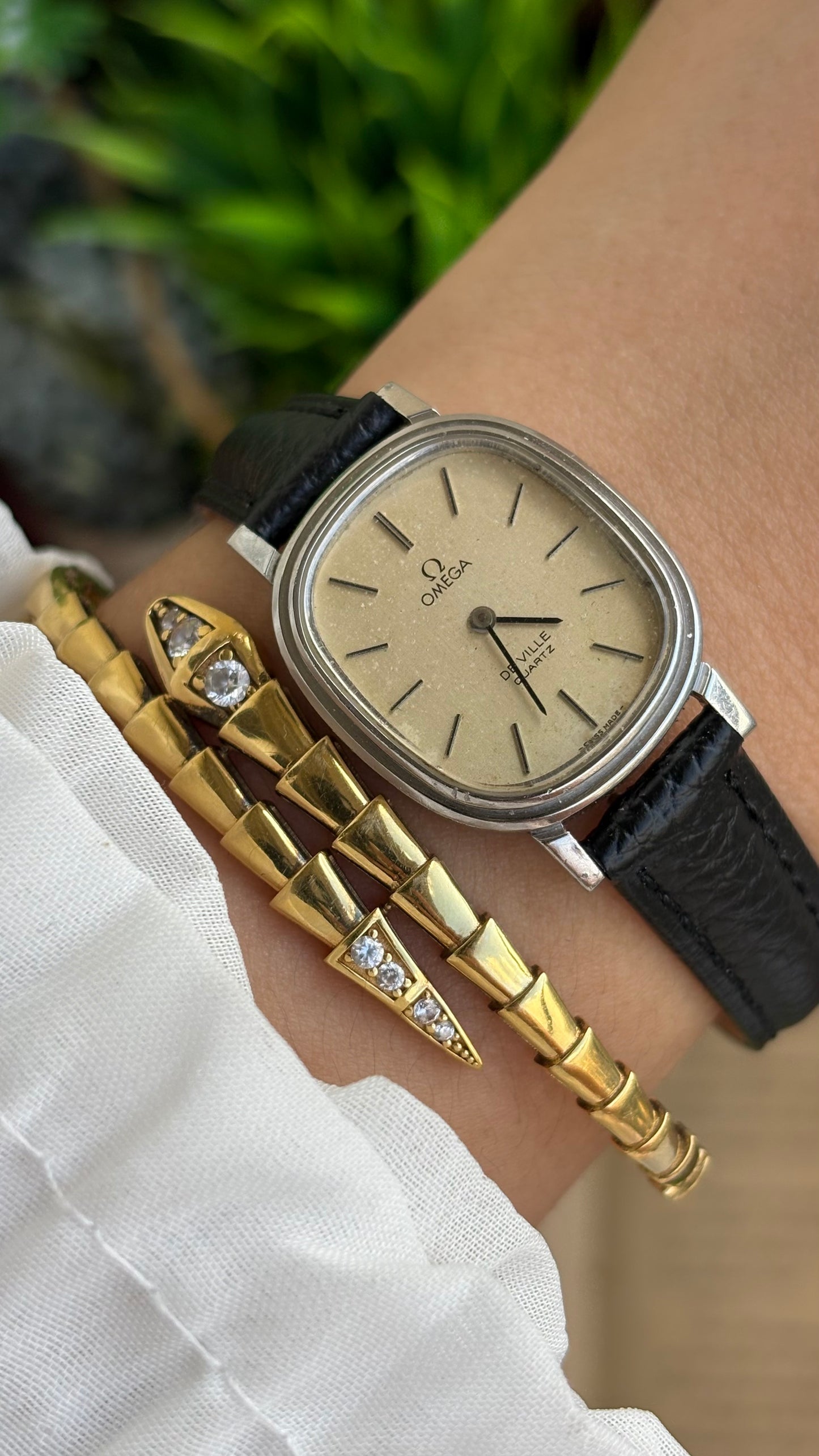 Vintage Omega De Ville Swiss Watch in Black Leather Straps