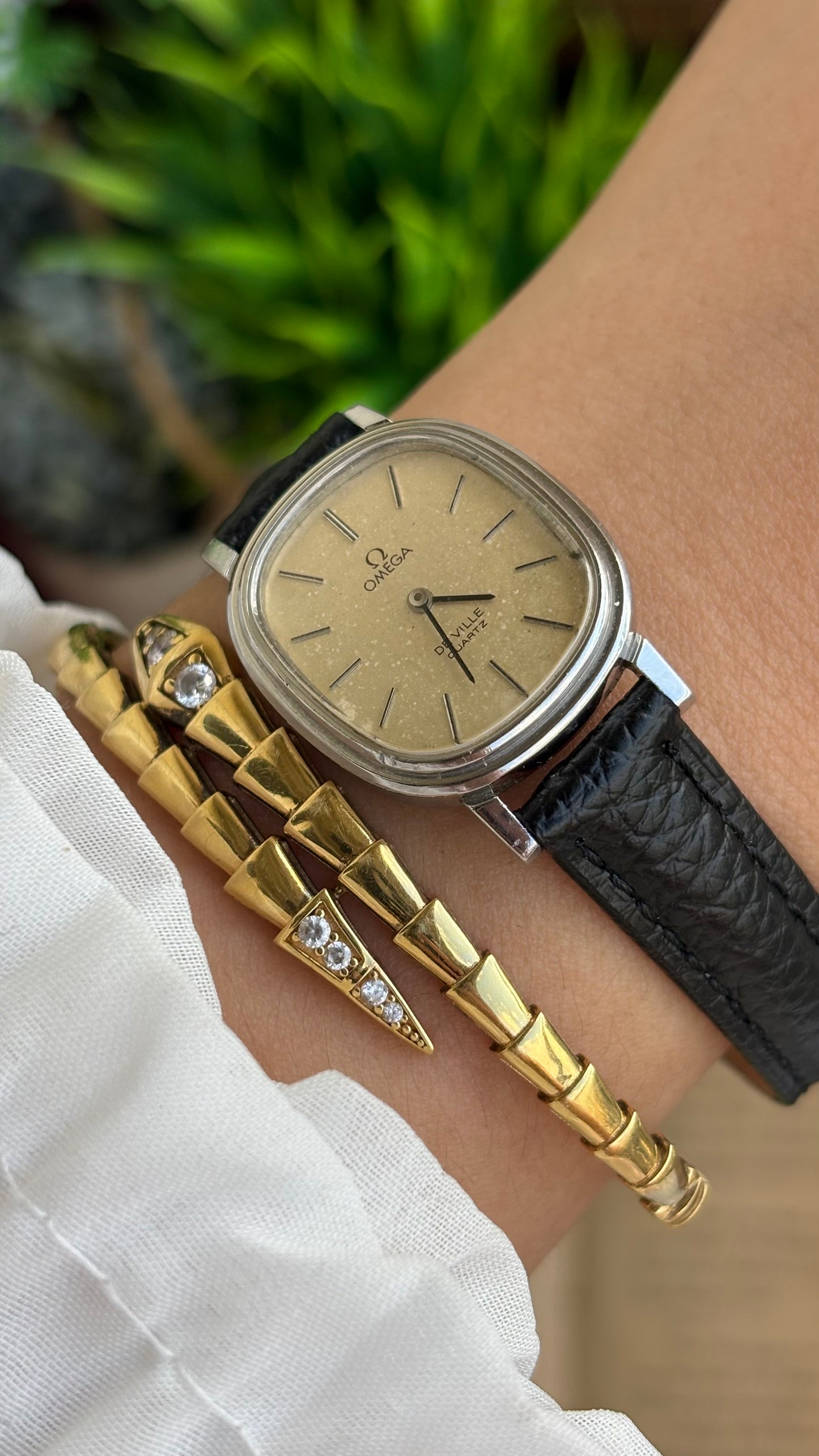 Vintage Omega De Ville Swiss Watch in Black Leather Straps