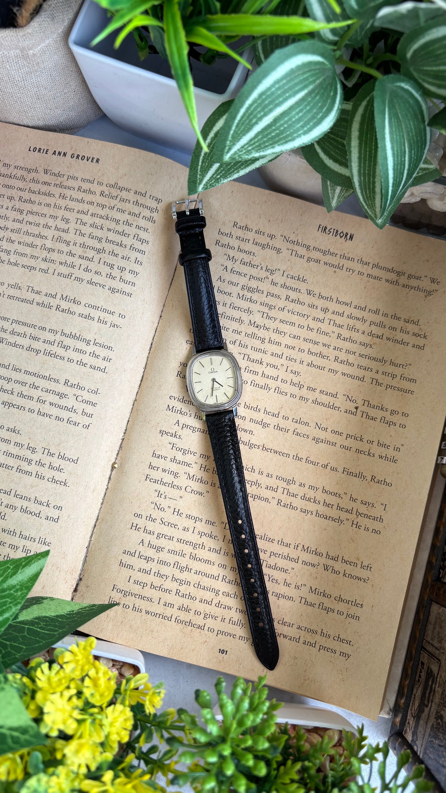 Vintage Omega De Ville Swiss Watch in Black Leather Straps