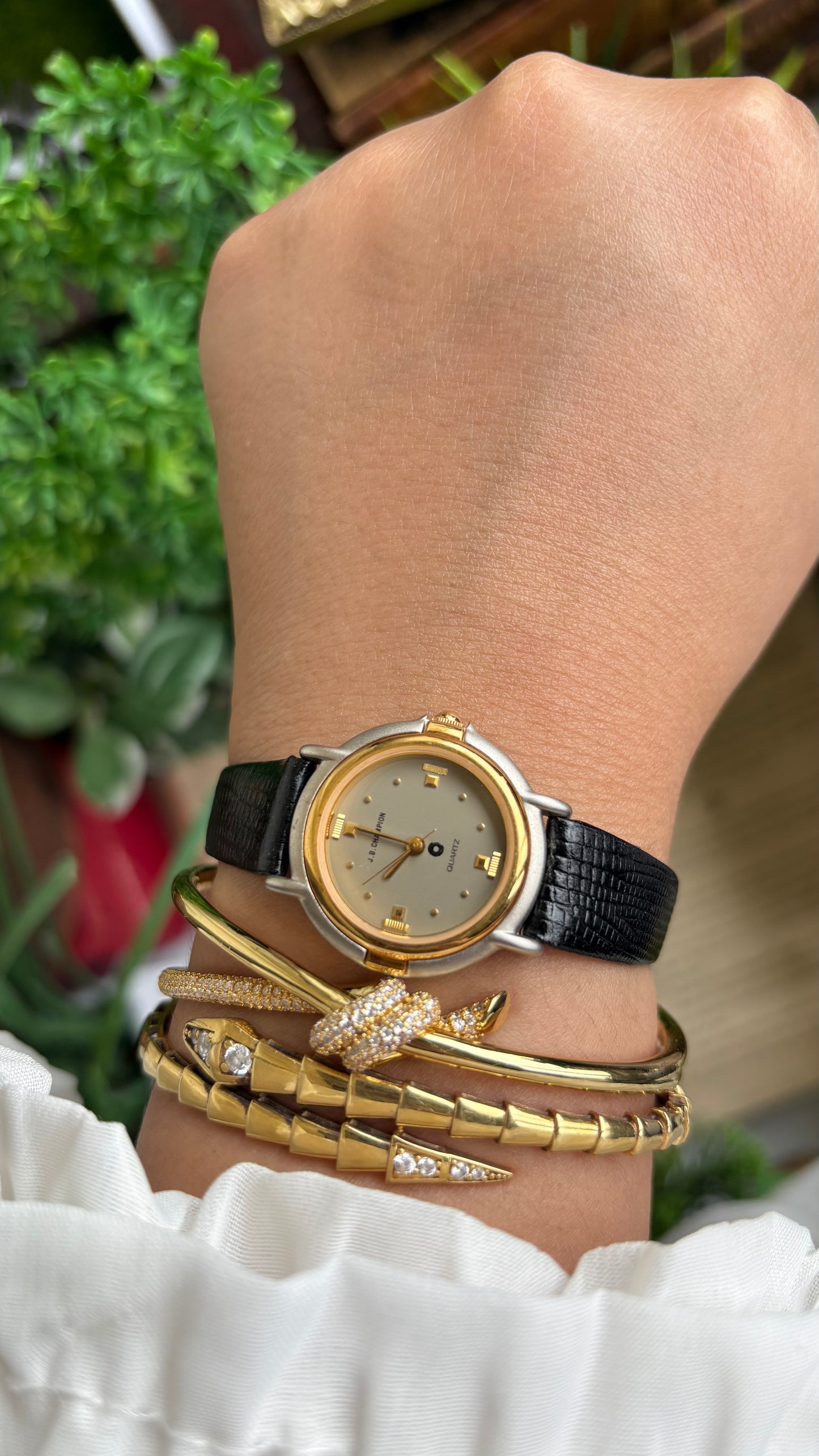 Vintage J.B. Champion Watch in Black Leather Strap