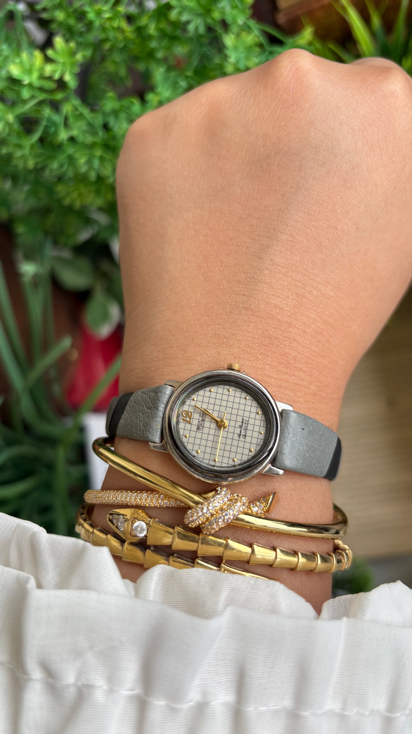 Vintage Dufonte by Lucien Piccard Watch in Grey Leather