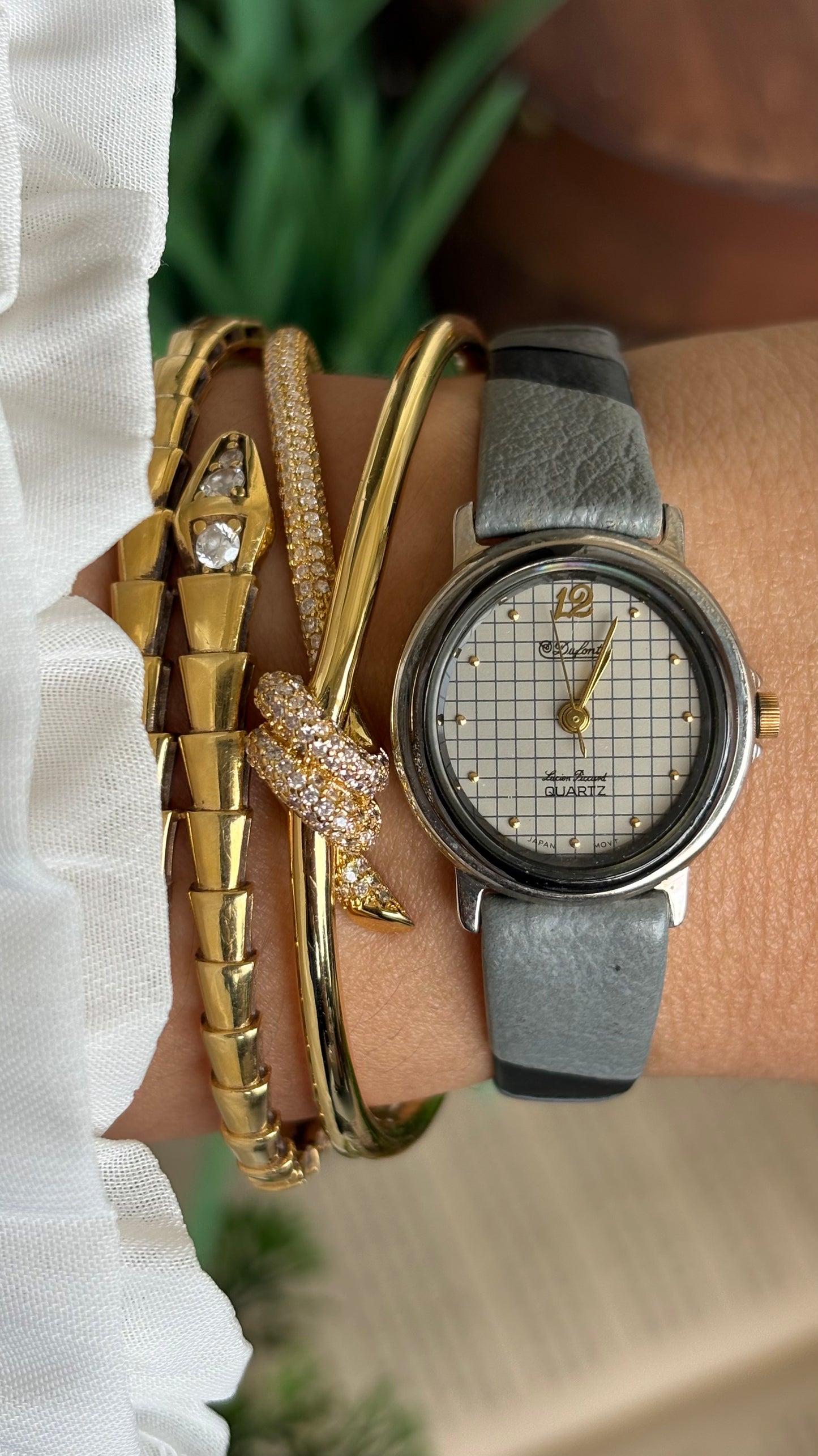Vintage Dufonte by Lucien Piccard Watch in Grey Leather