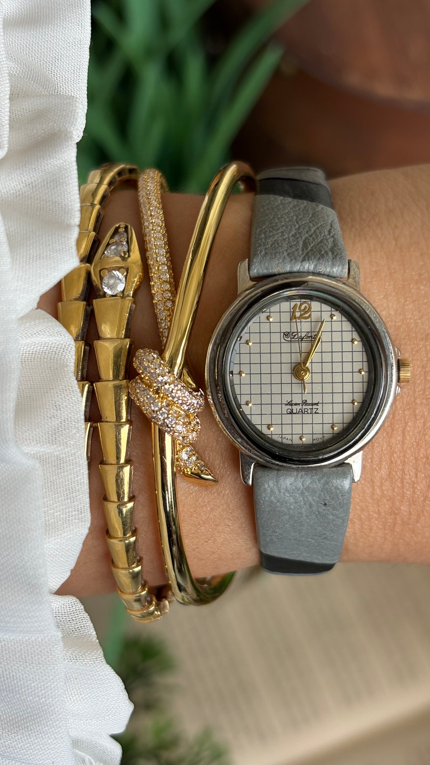Vintage Dufonte by Lucien Piccard Watch in Grey Leather