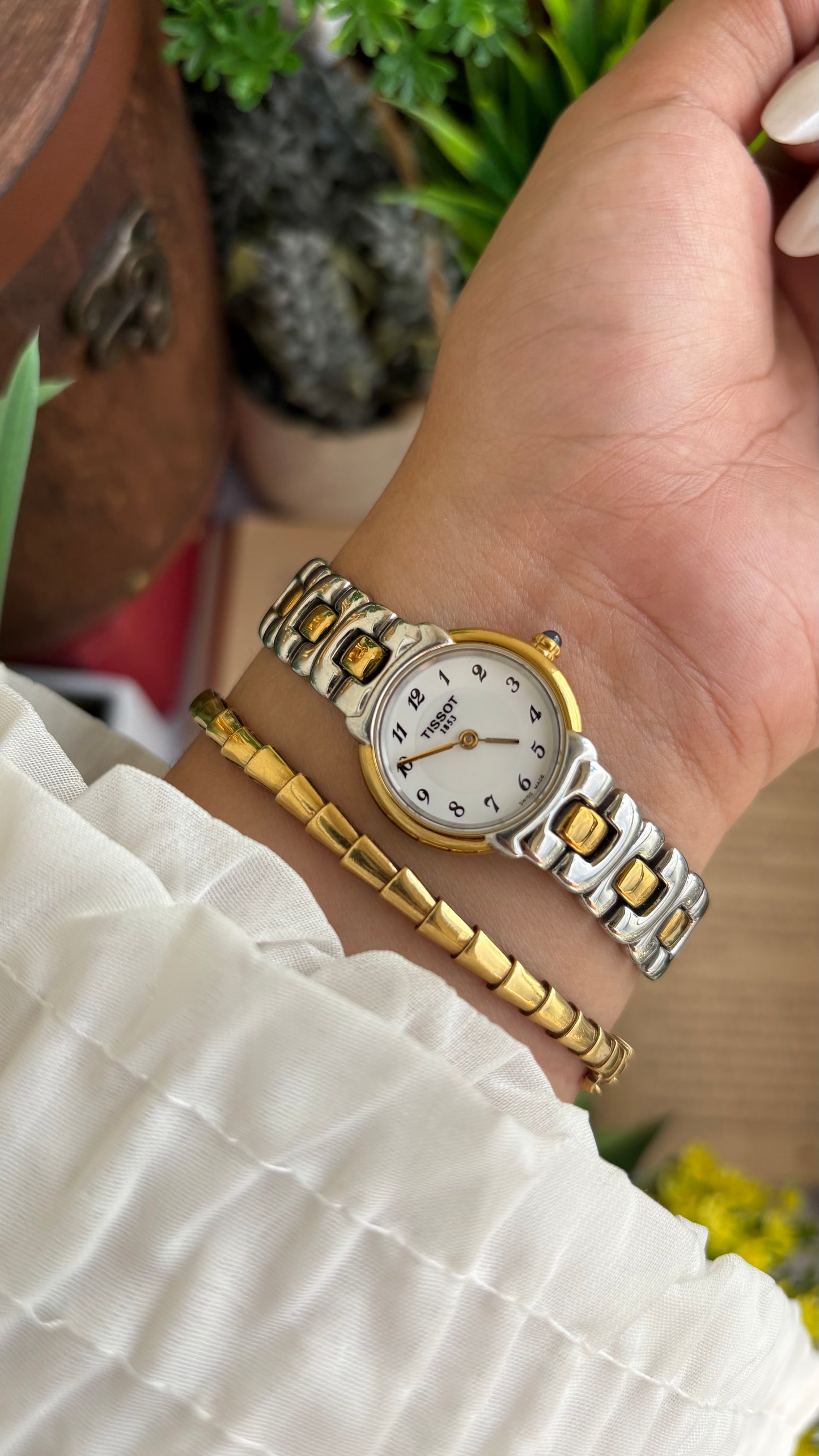Vintage Tissot Swiss Watch in Two-Tone Sapphire Crown and Crystal