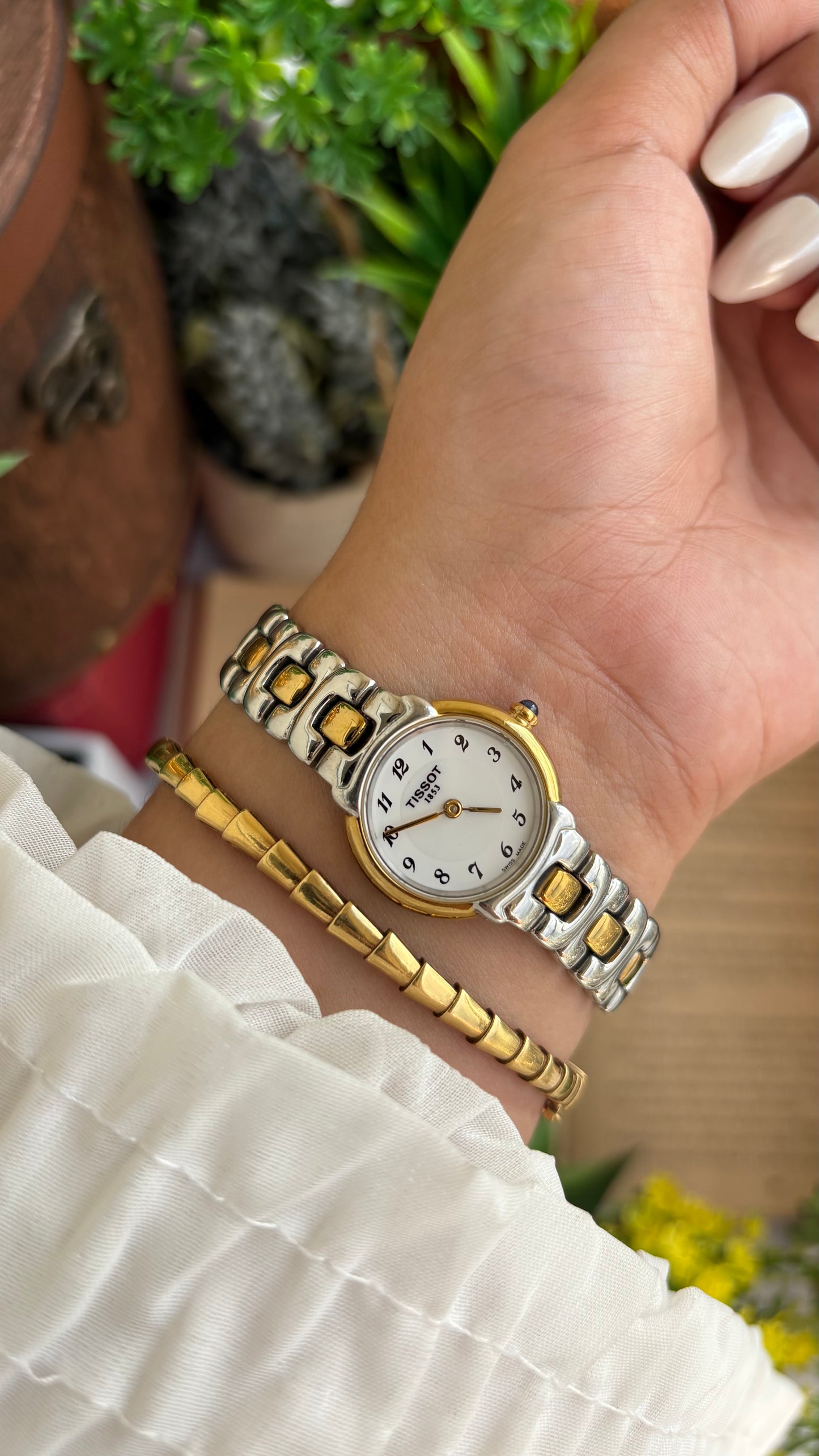 Vintage Tissot Swiss Watch in Two-Tone Sapphire Crown and Crystal