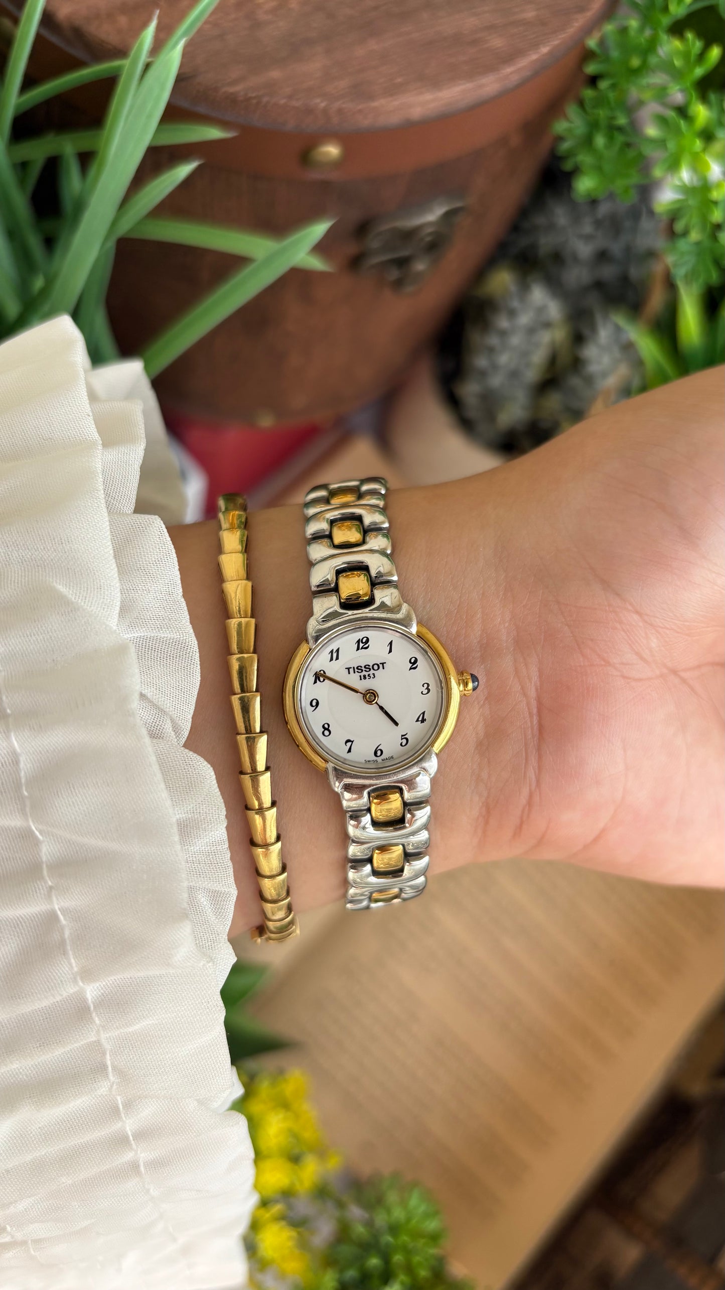 Vintage Tissot Swiss Watch in Two-Tone Sapphire Crown and Crystal