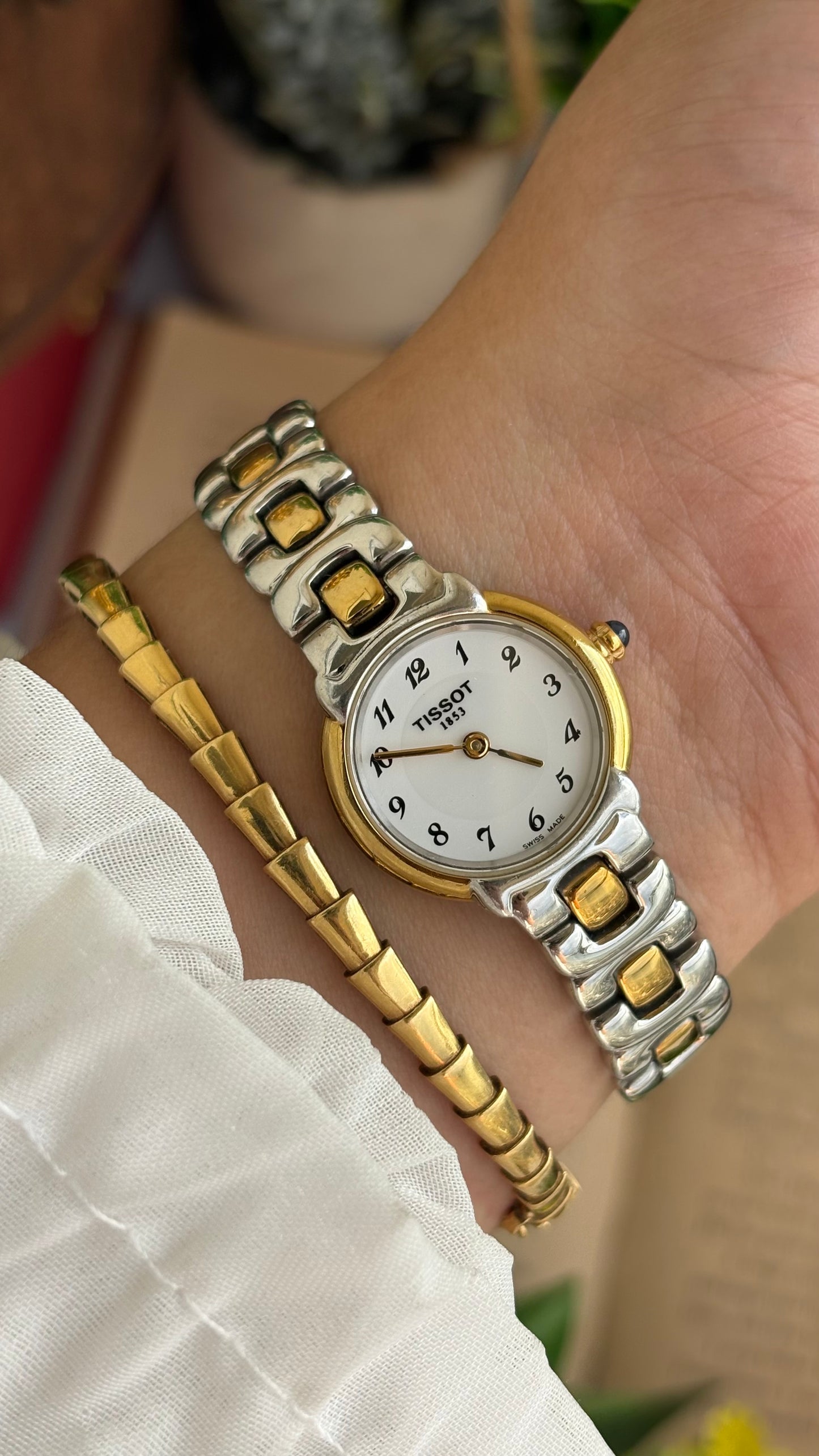 Vintage Tissot Swiss Watch in Two-Tone Sapphire Crown and Crystal