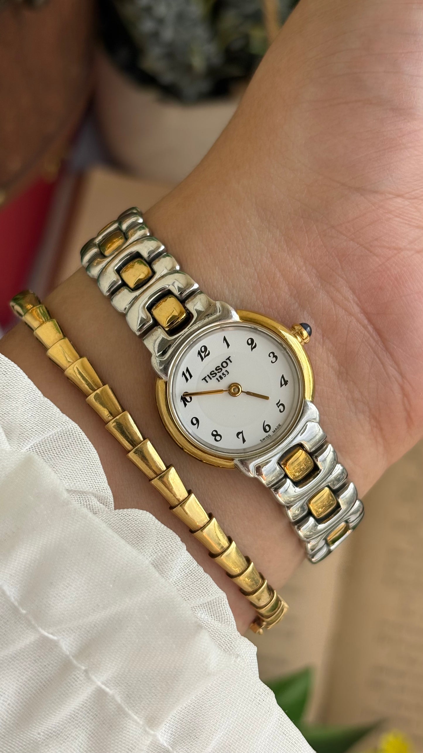 Vintage Tissot Swiss Watch in Two-Tone Sapphire Crown and Crystal