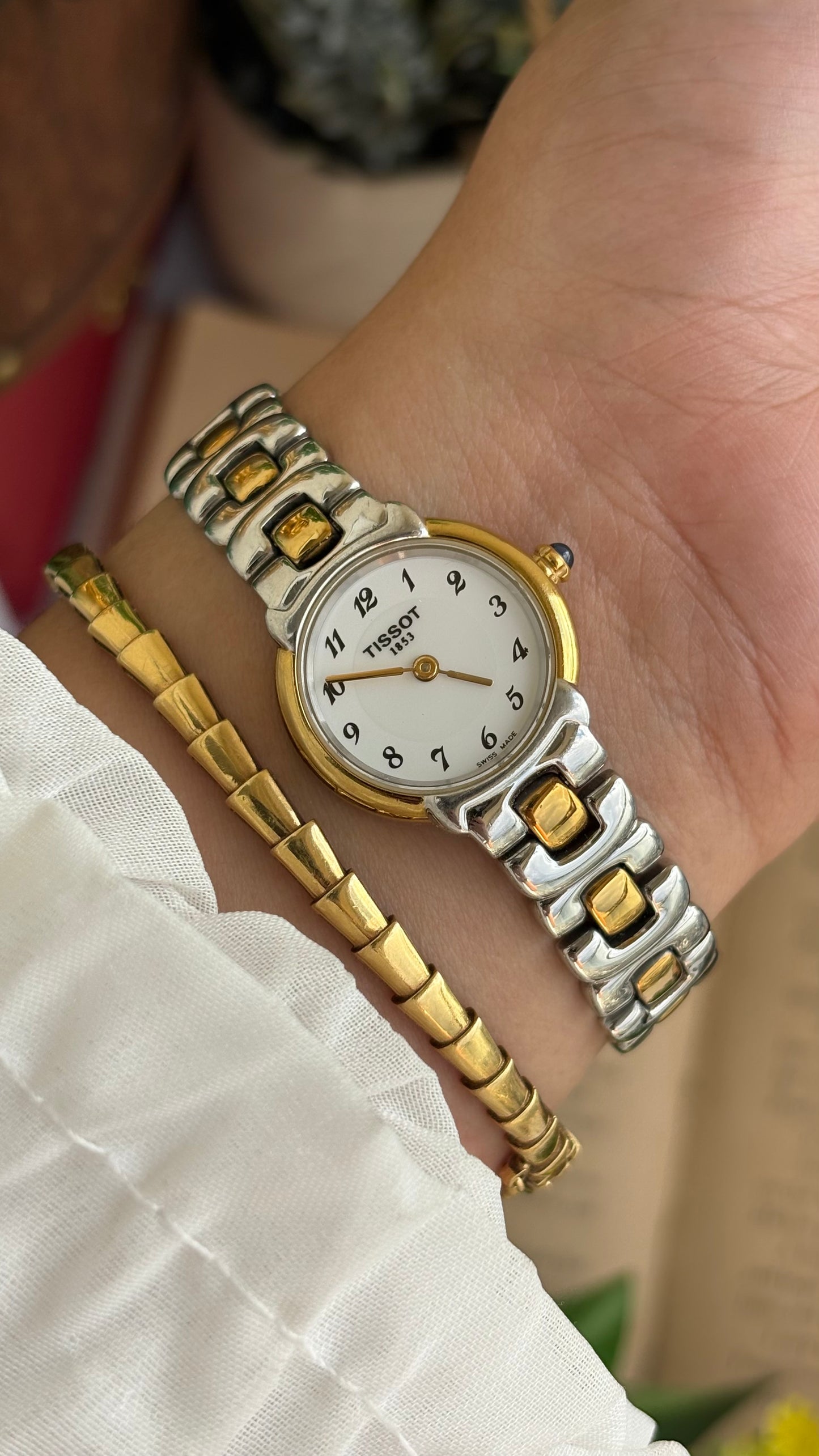 Vintage Tissot Swiss Watch in Two-Tone Sapphire Crown and Crystal