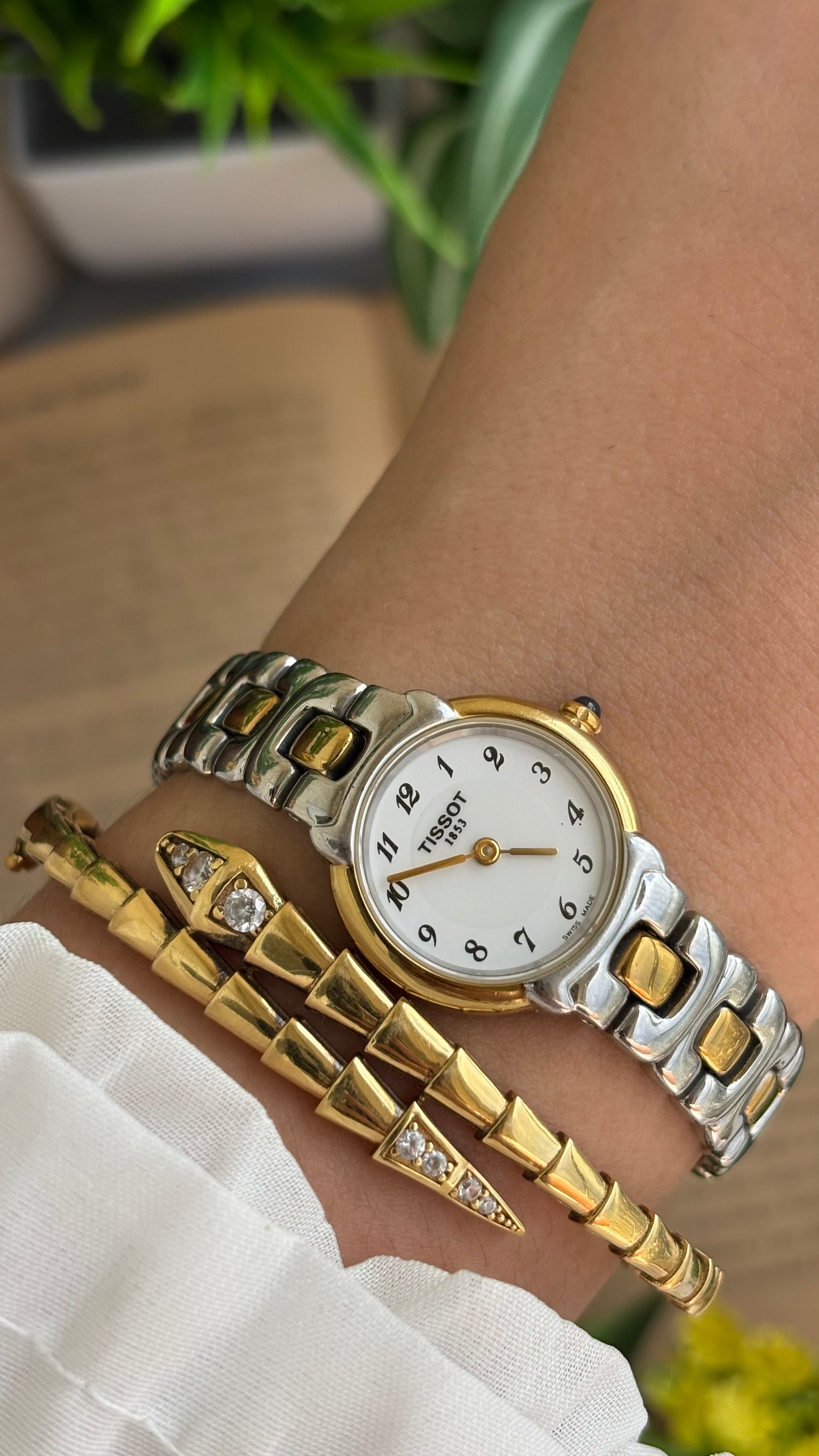 Vintage Tissot Swiss Watch in Two-Tone Sapphire Crown and Crystal
