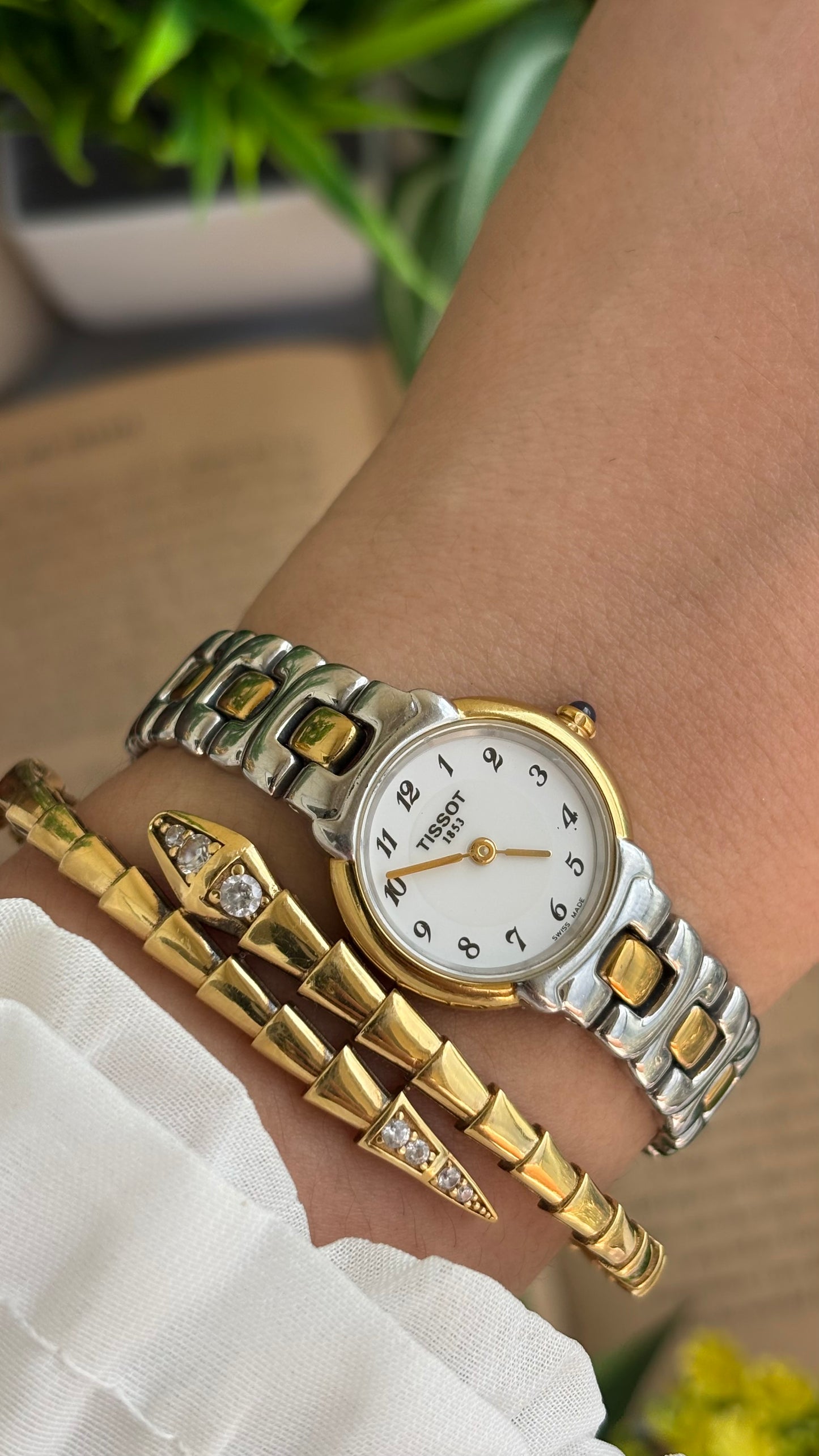 Vintage Tissot Swiss Watch in Two-Tone Sapphire Crown and Crystal