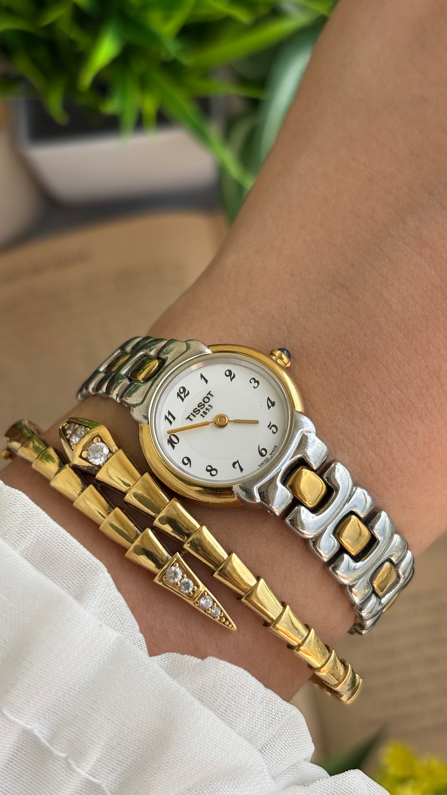 Vintage Tissot Swiss Watch in Two-Tone Sapphire Crown and Crystal