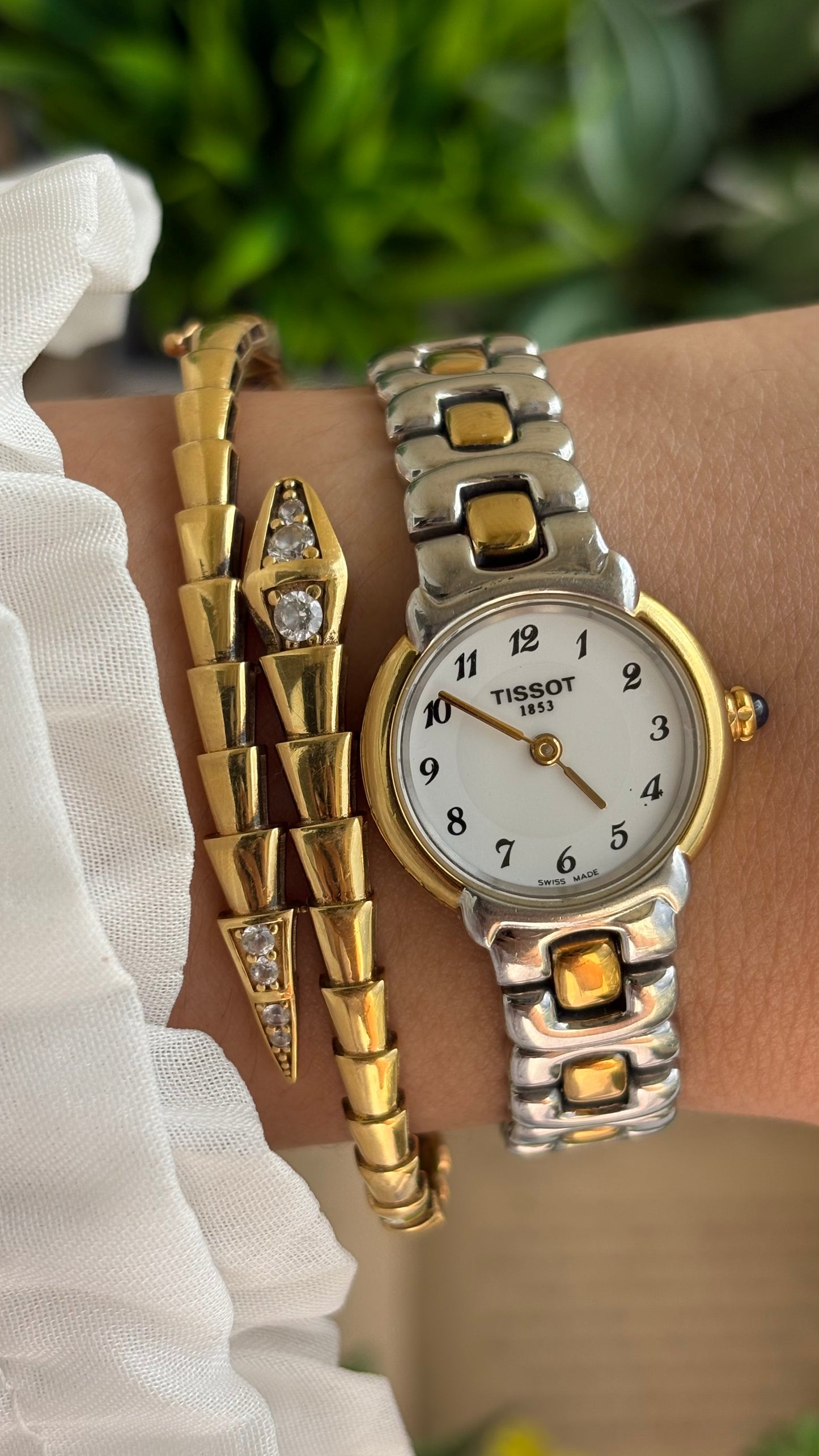 Vintage Tissot Swiss Watch in Two-Tone Sapphire Crown and Crystal
