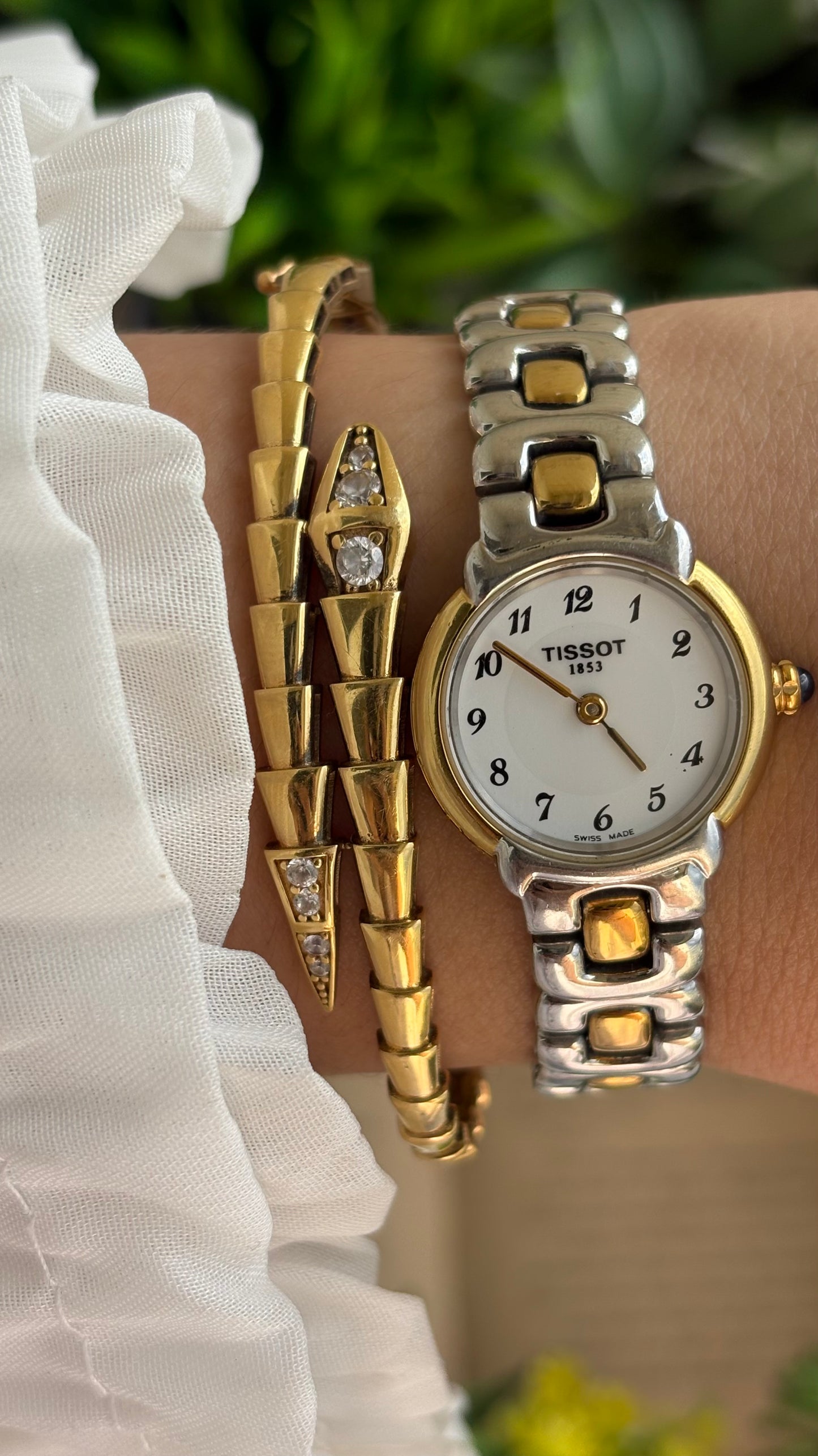Vintage Tissot Swiss Watch in Two-Tone Sapphire Crown and Crystal
