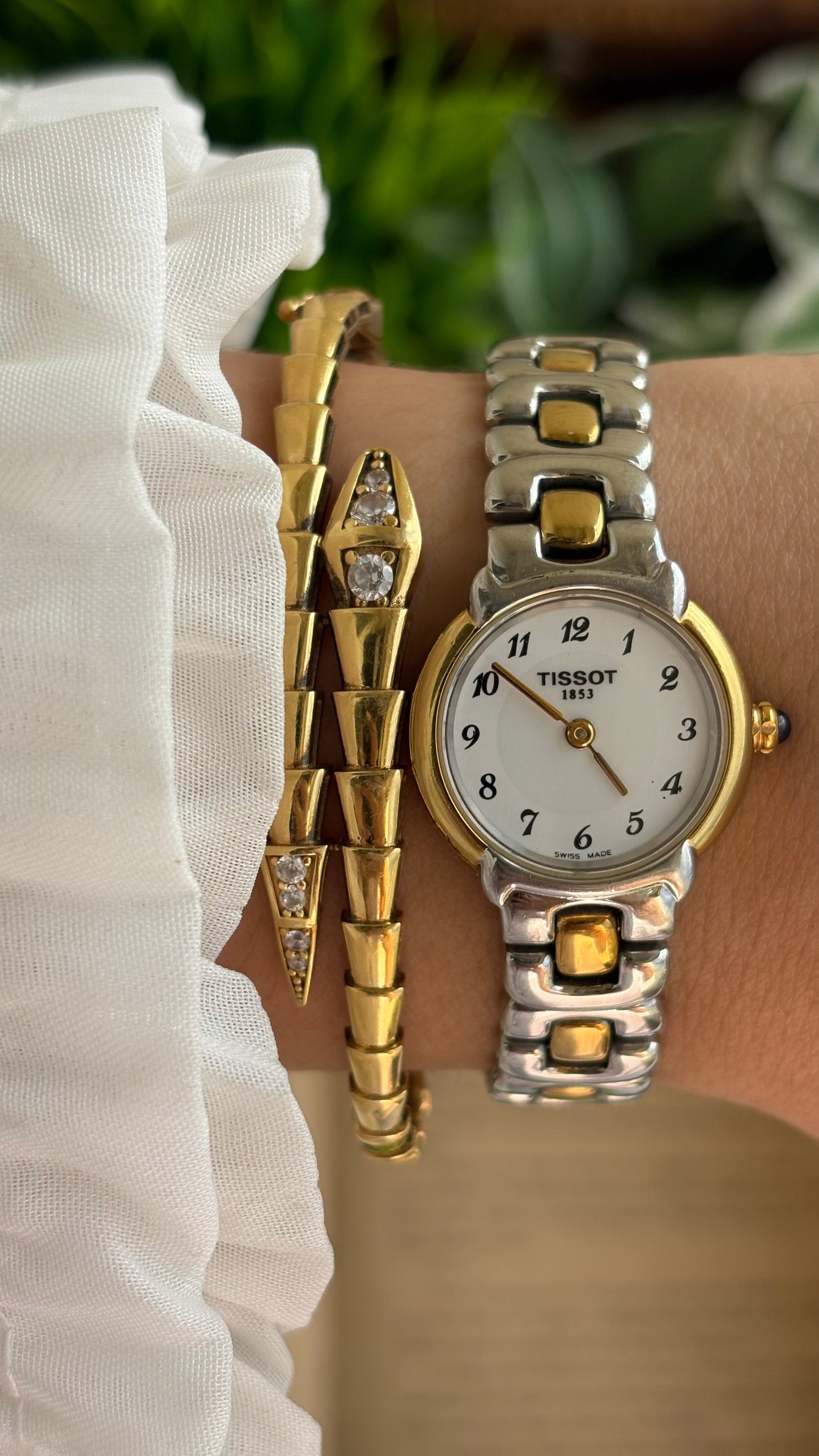 Vintage Tissot Swiss Watch in Two-Tone Sapphire Crown and Crystal