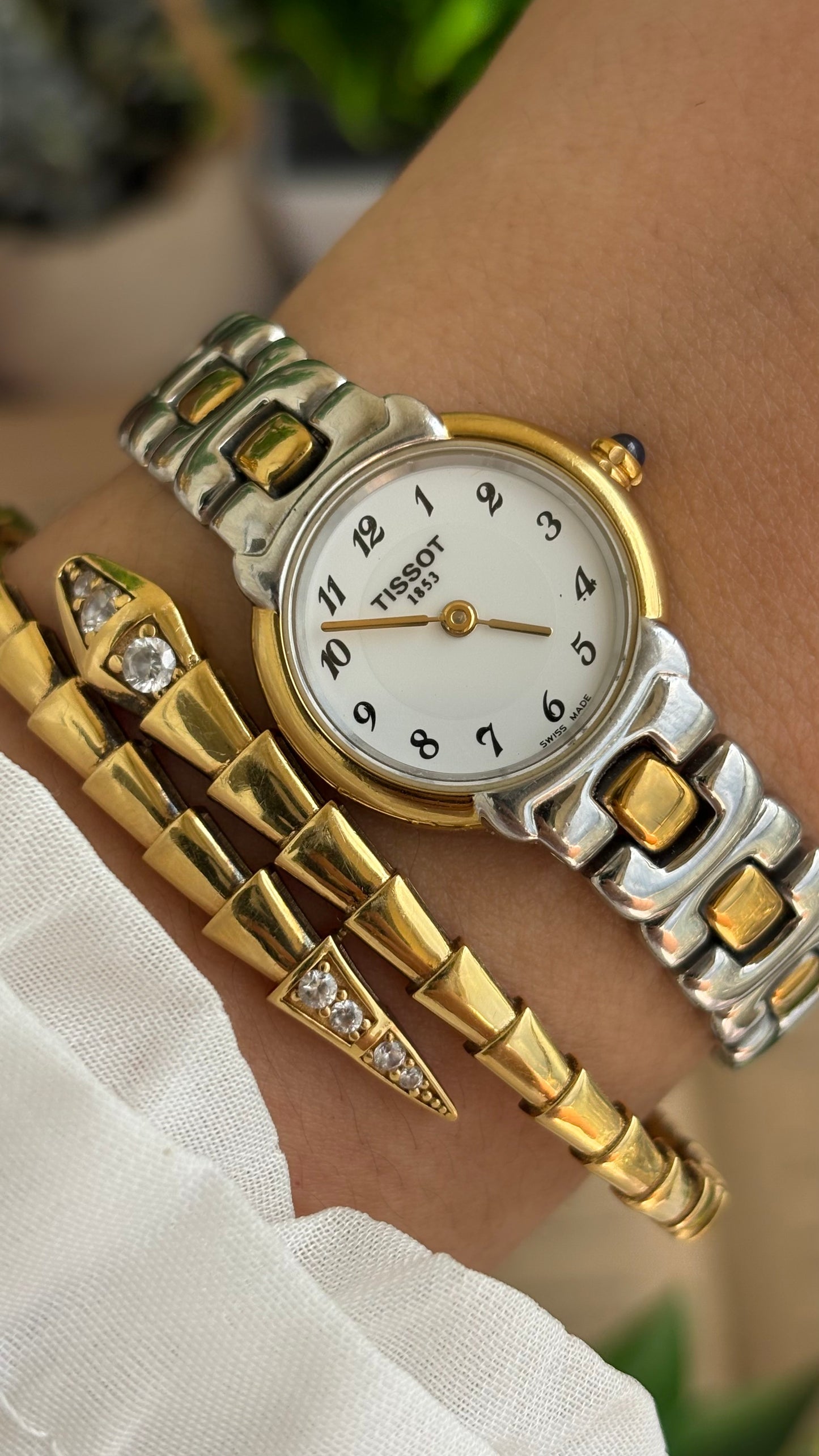 Vintage Tissot Swiss Watch in Two-Tone Sapphire Crown and Crystal