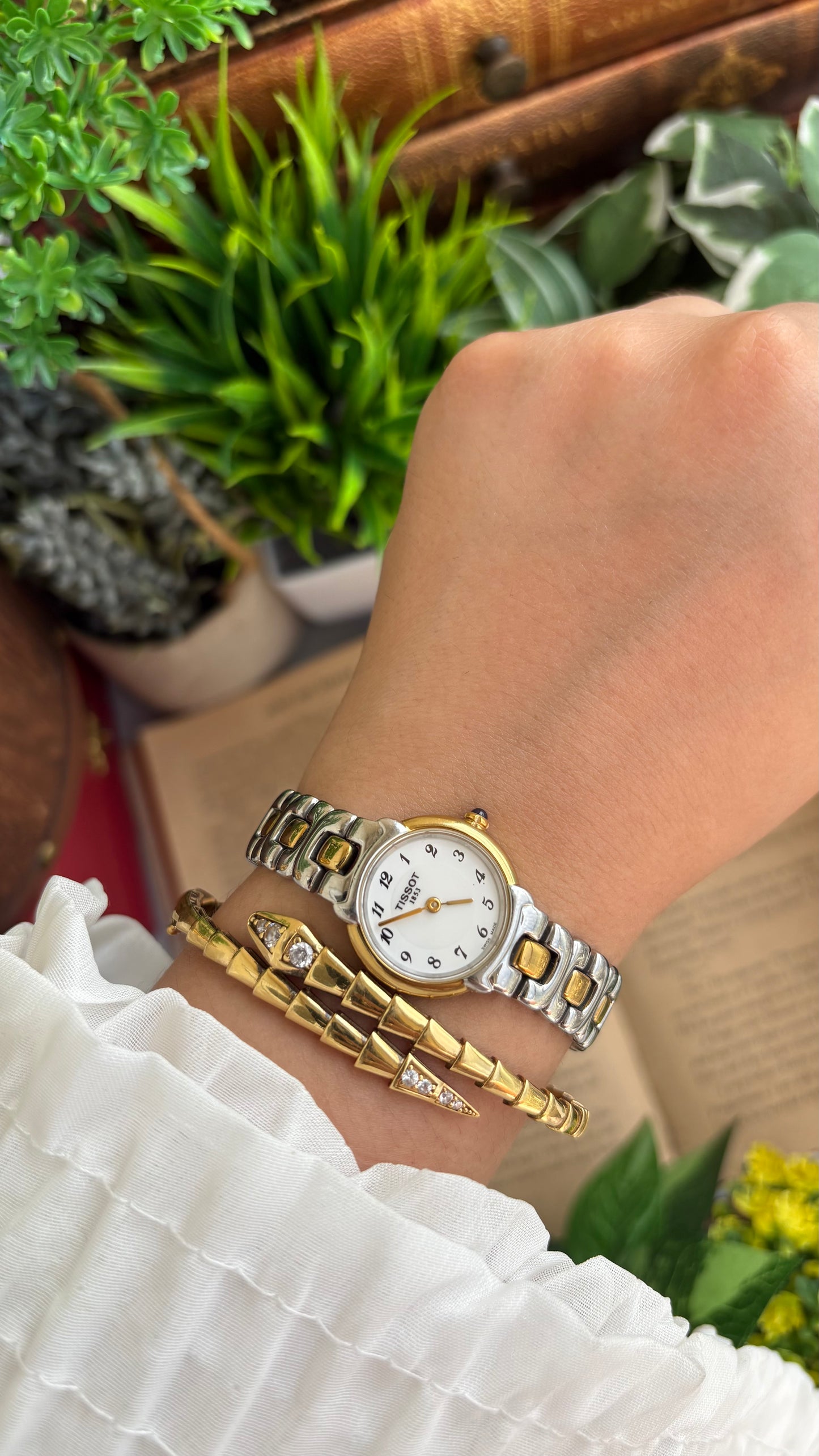 Vintage Tissot Swiss Watch in Two-Tone Sapphire Crown and Crystal
