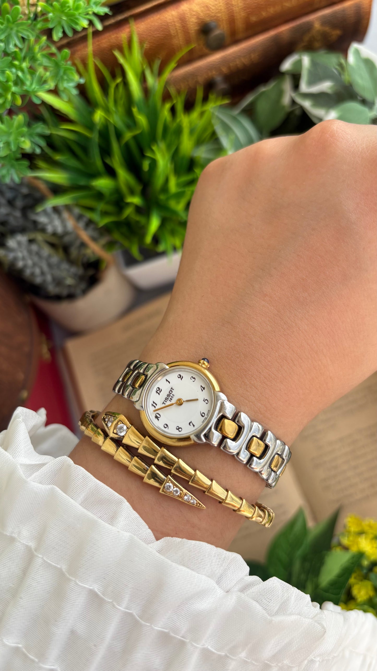Vintage Tissot Swiss Watch in Two-Tone Sapphire Crown and Crystal
