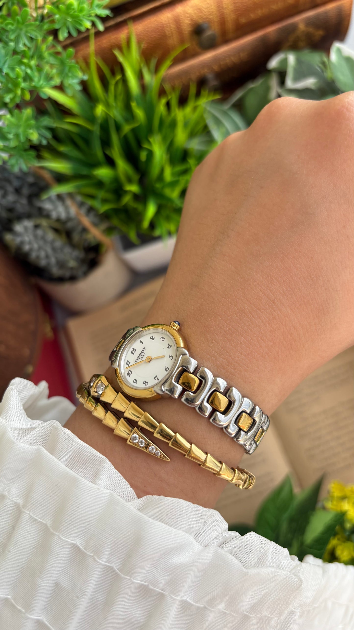 Vintage Tissot Swiss Watch in Two-Tone Sapphire Crown and Crystal