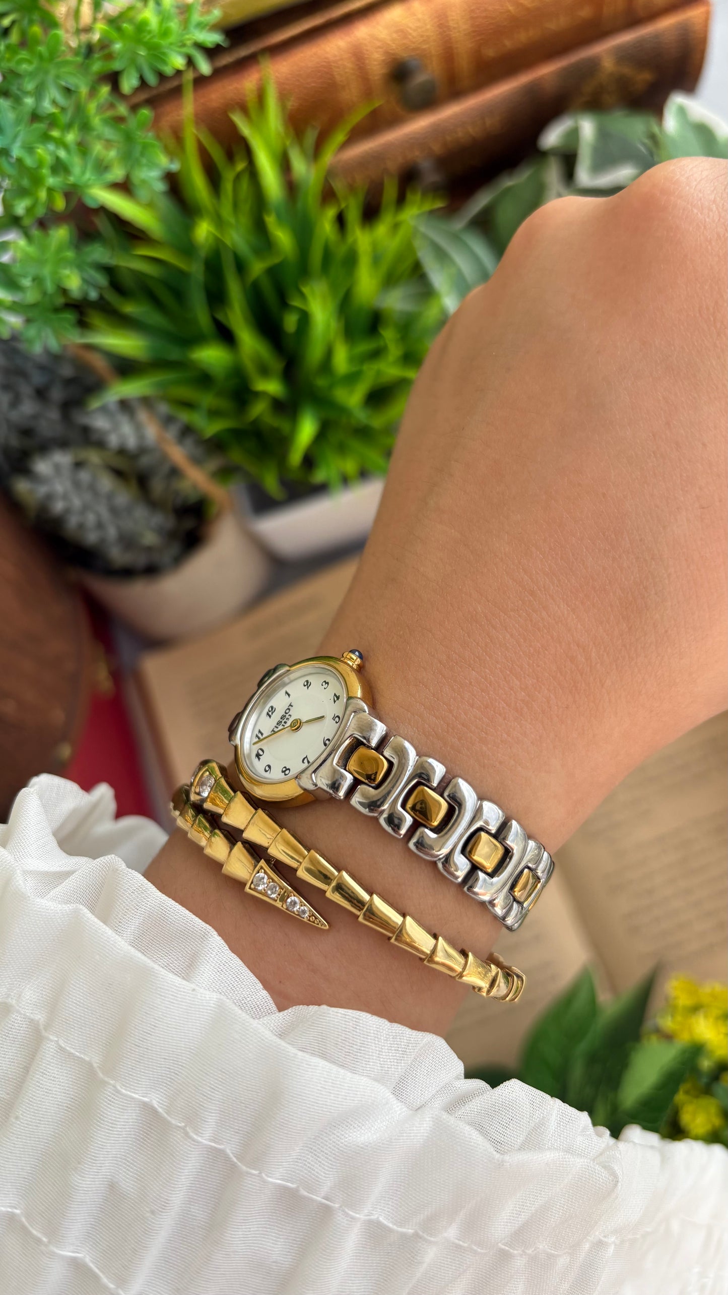 Vintage Tissot Swiss Watch in Two-Tone Sapphire Crown and Crystal