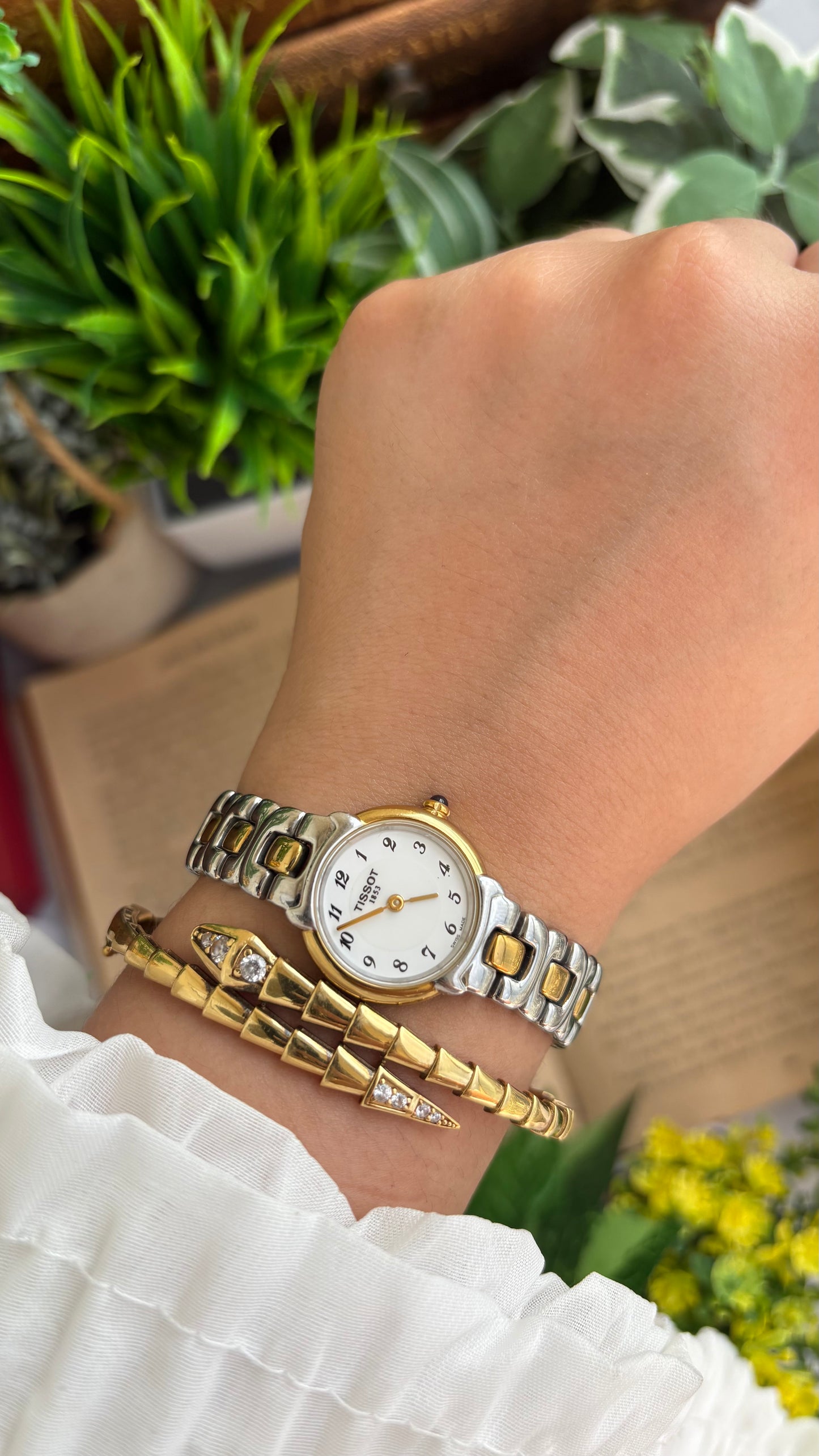 Vintage Tissot Swiss Watch in Two-Tone Sapphire Crown and Crystal