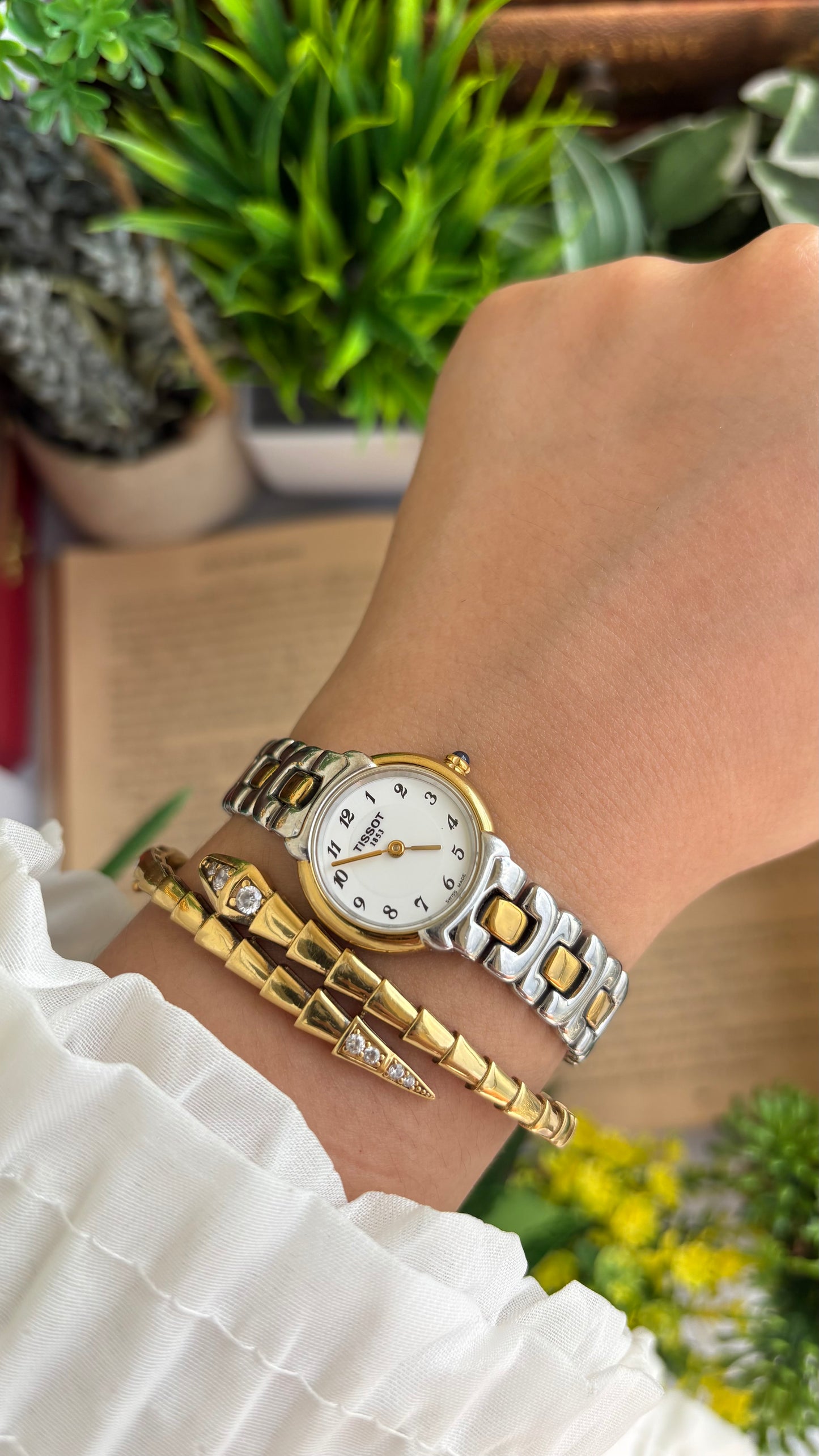 Vintage Tissot Swiss Watch in Two-Tone Sapphire Crown and Crystal
