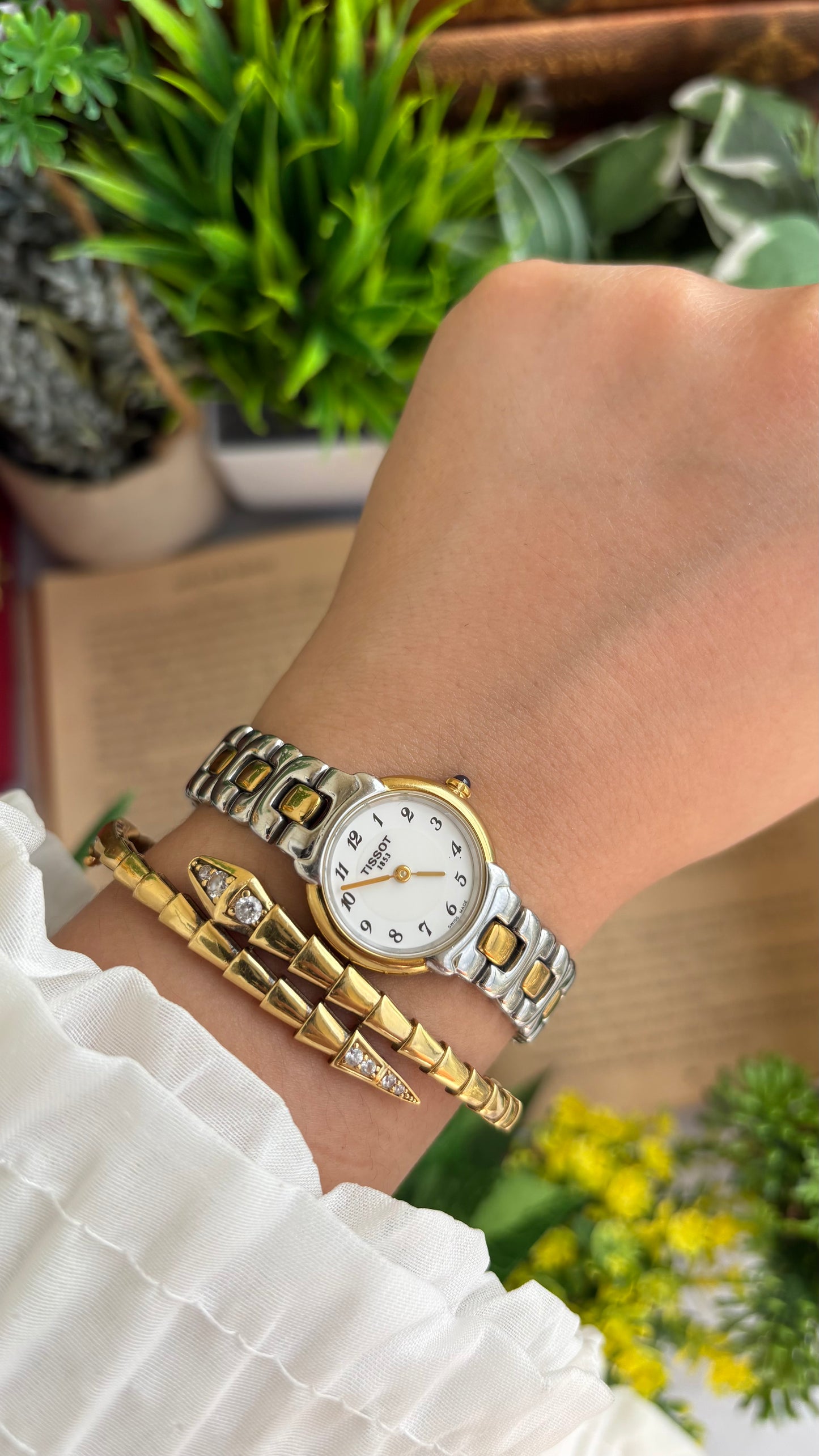 Vintage Tissot Swiss Watch in Two-Tone Sapphire Crown and Crystal