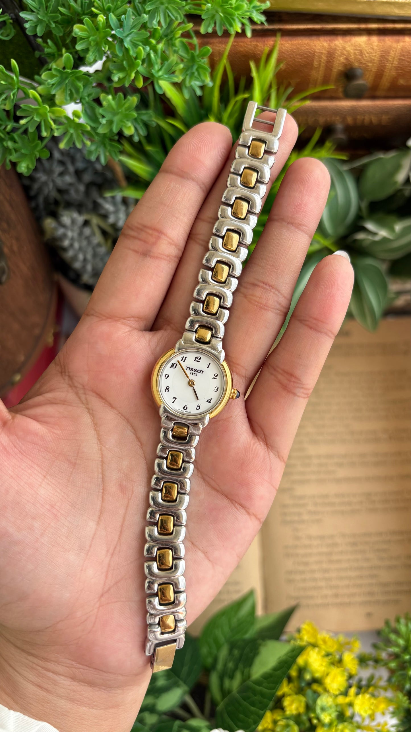 Vintage Tissot Swiss Watch in Two-Tone Sapphire Crown and Crystal