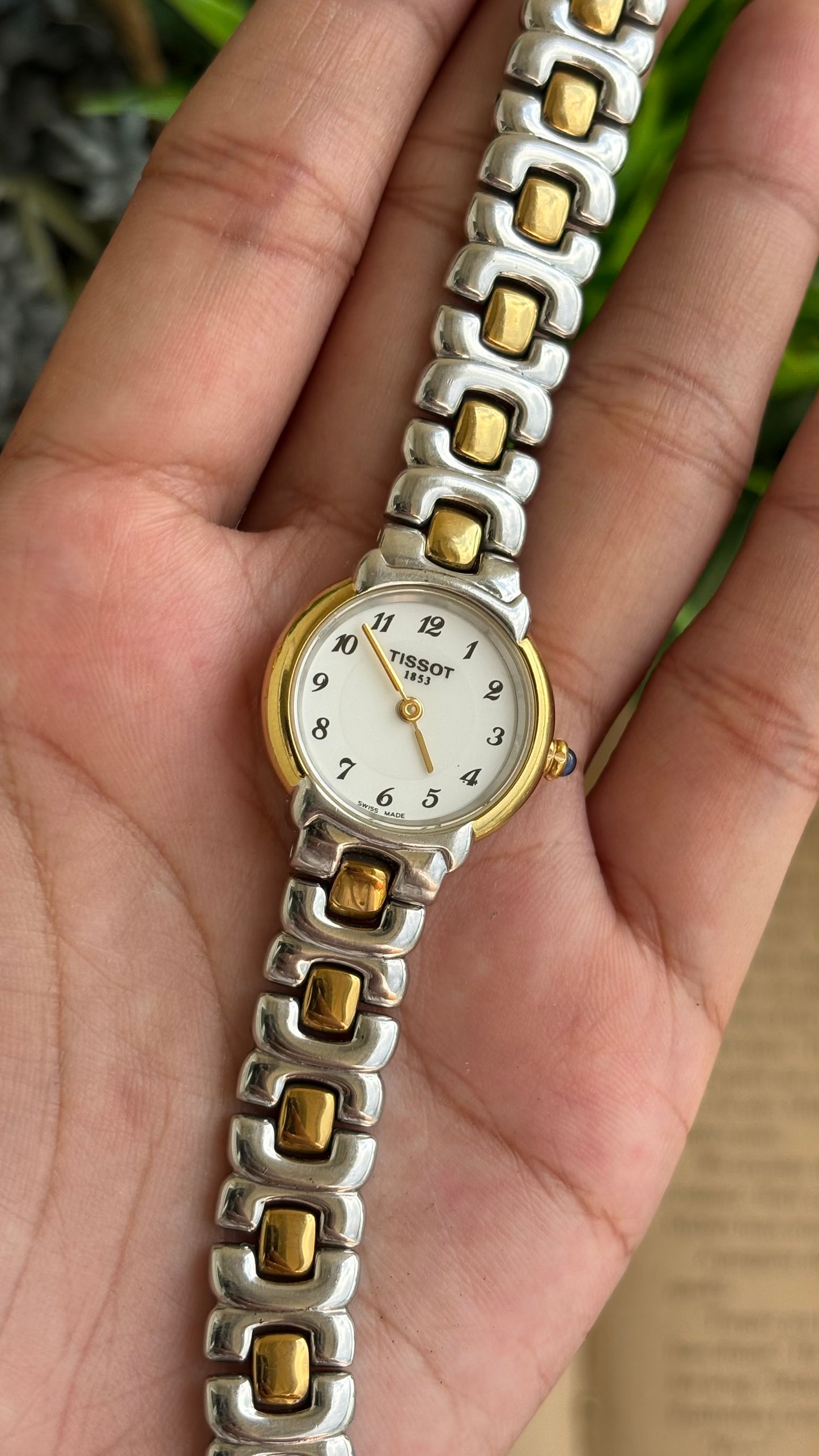 Vintage Tissot Swiss Watch in Two-Tone Sapphire Crown and Crystal