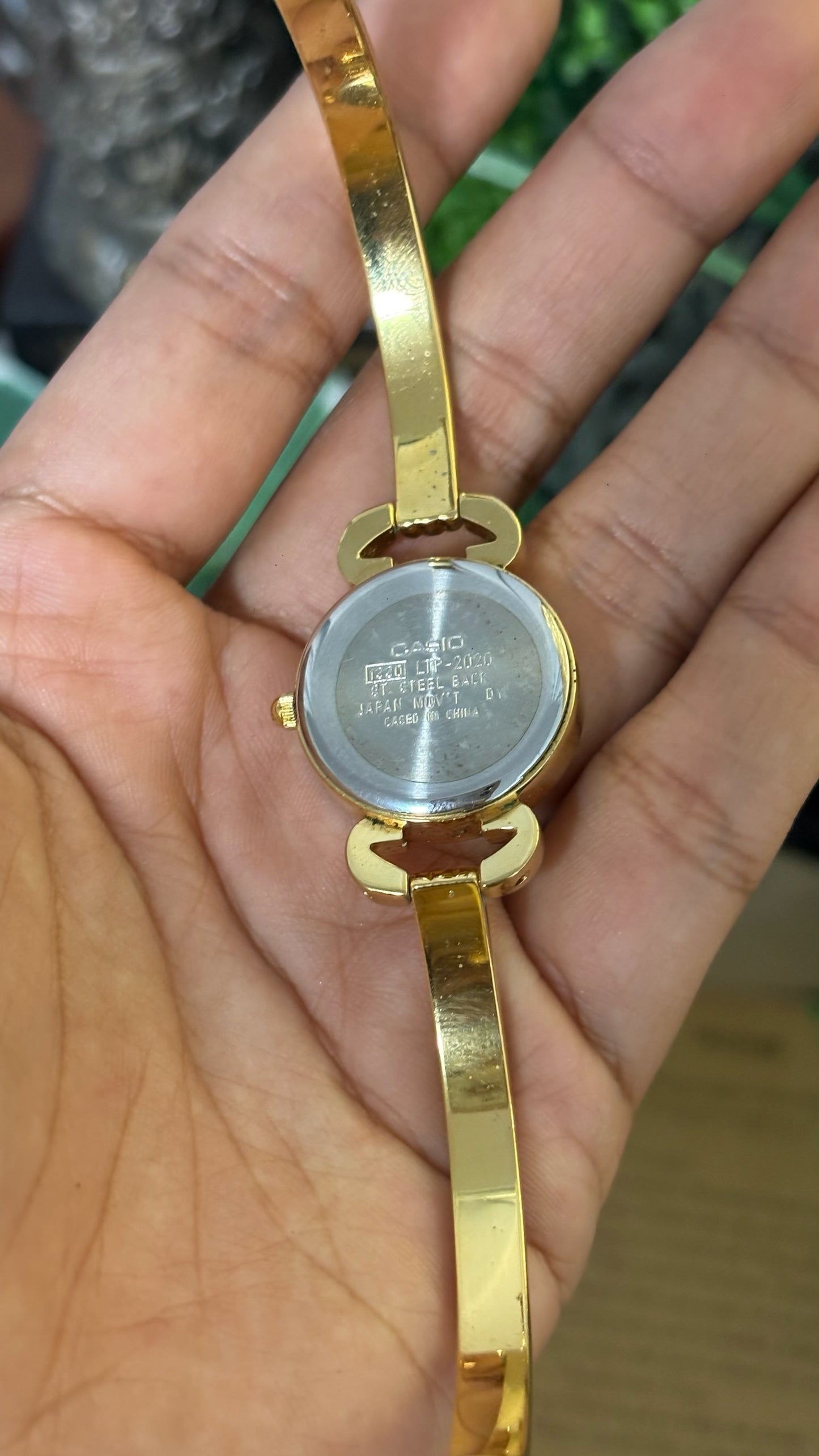 Rare Vintage Casio Horsebit Bangle Watch in Gold Tone Quartz