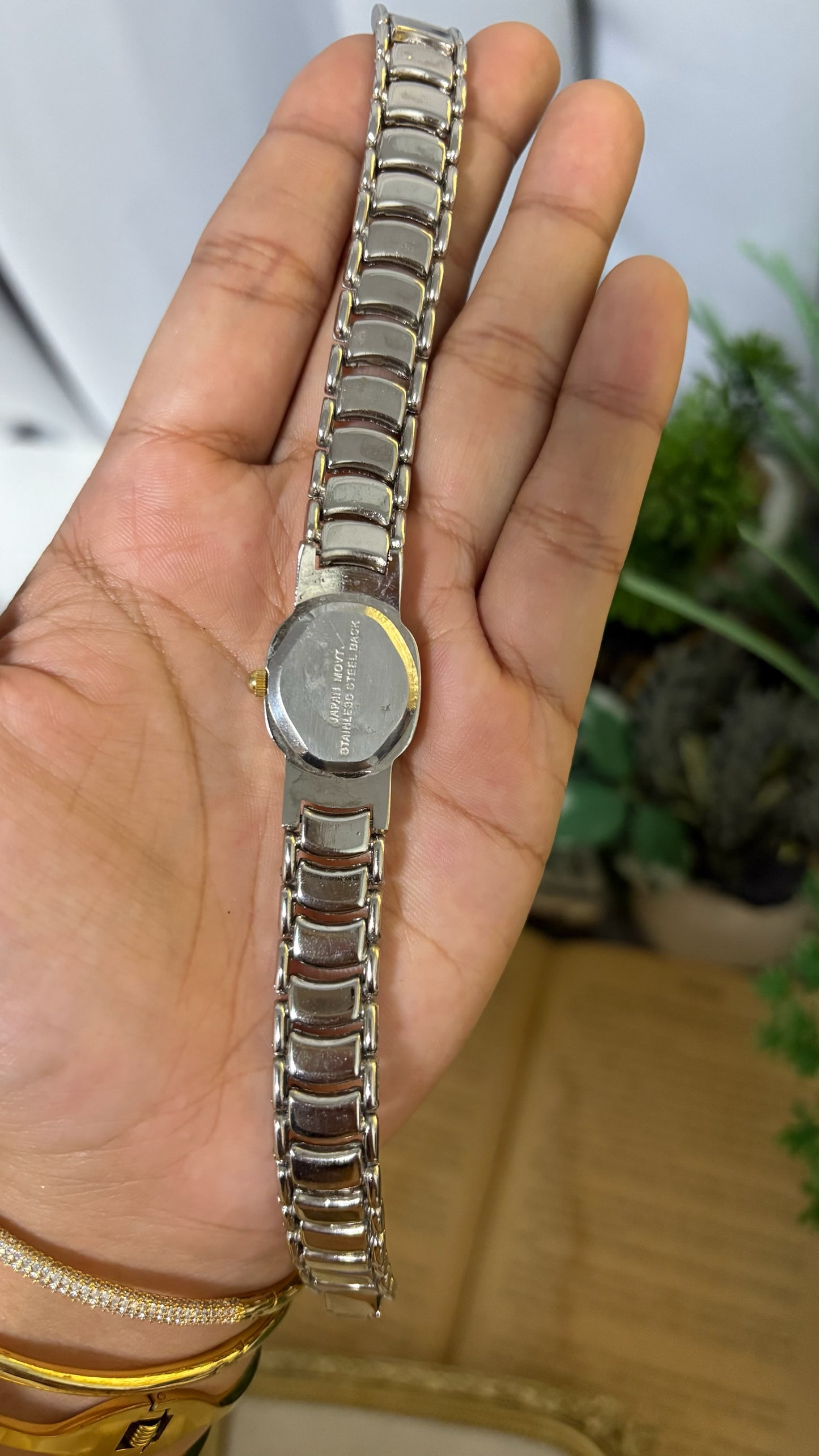 Vintage Laurier Geometrical Dial Bejeweled Watch in Two-Tone Quartz