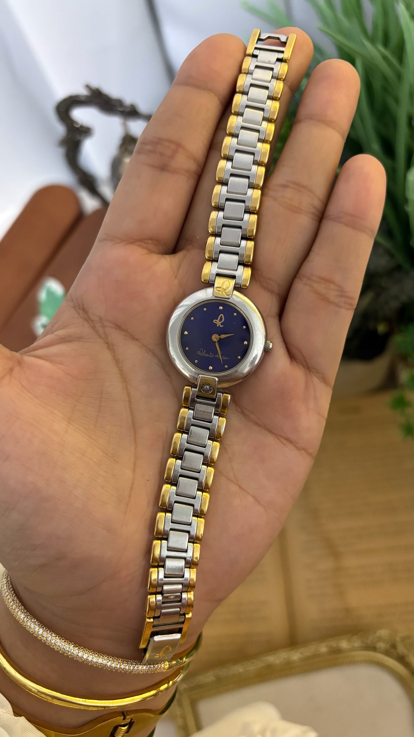 Vintage Roberto Midnight Blue Dial Dress Watch in Two-Tone Quartz