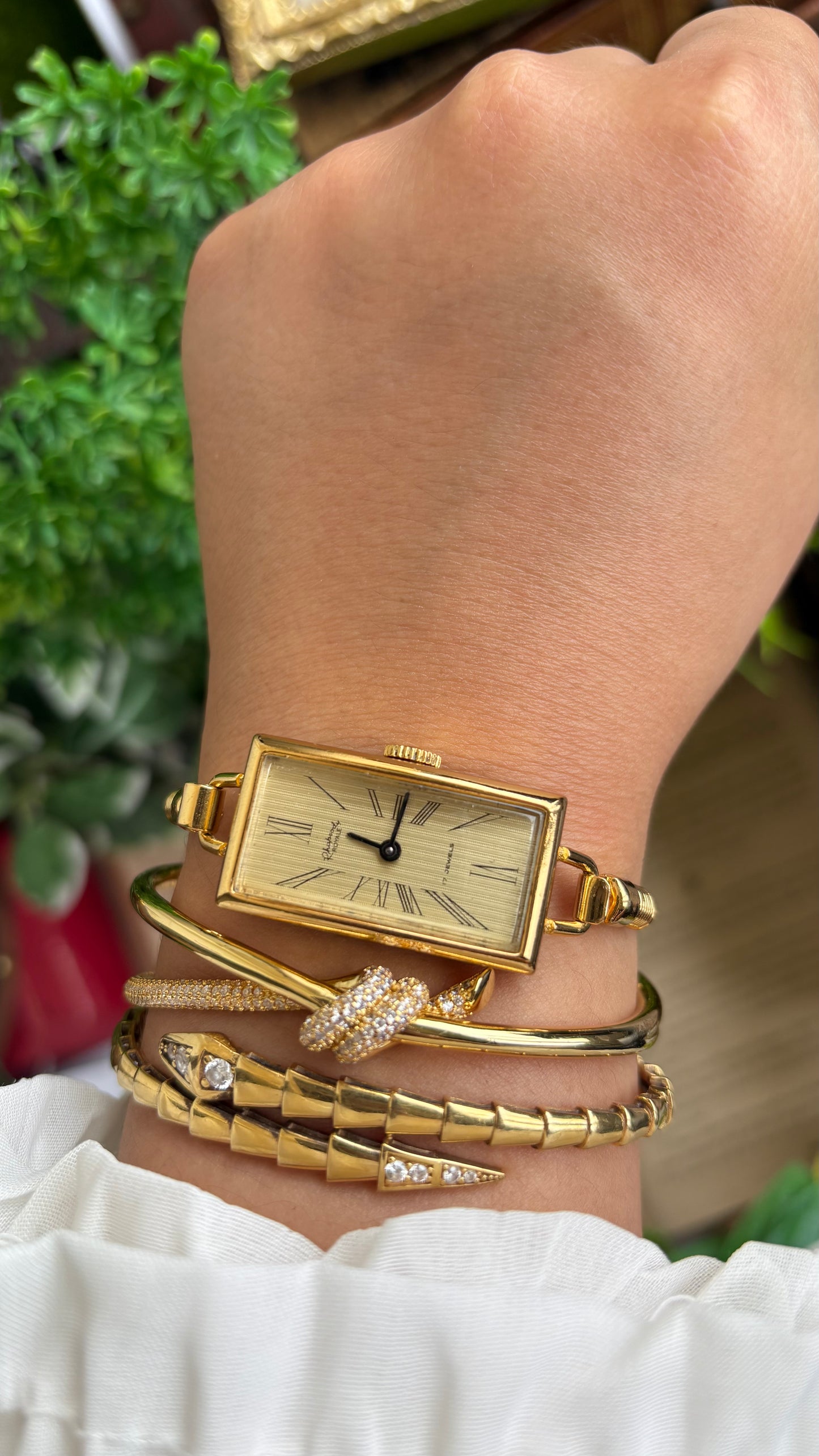 Vintage Rhapsody Royale Bangle Watch in Gold Tone