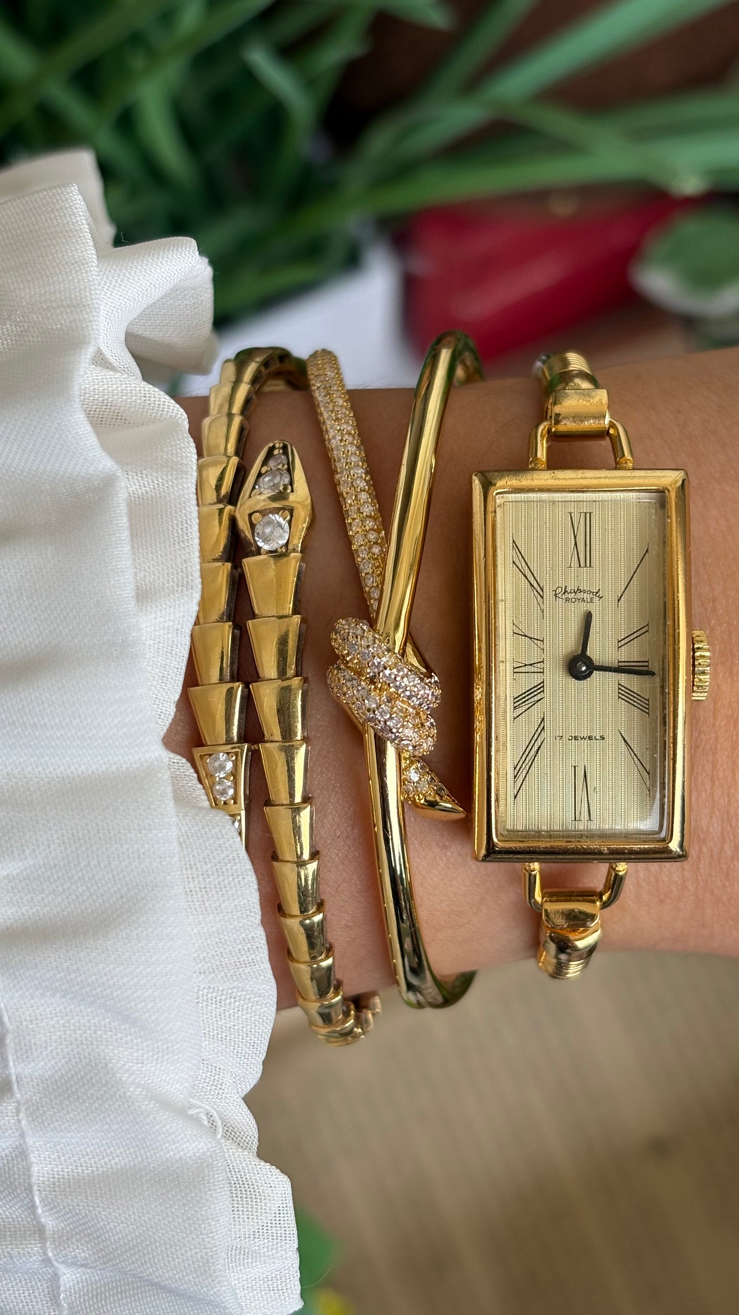Vintage Rhapsody Royale Bangle Watch in Gold Tone