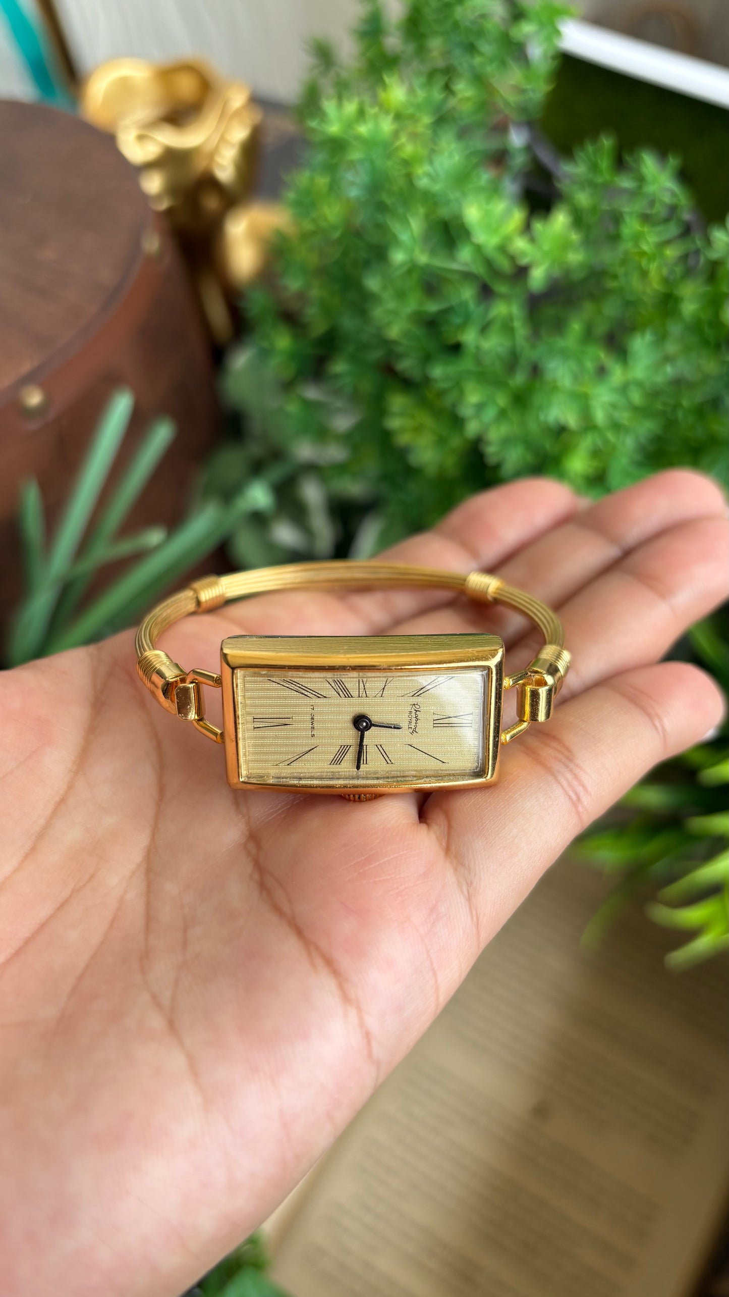Vintage Rhapsody Royale Bangle Watch in Gold Tone