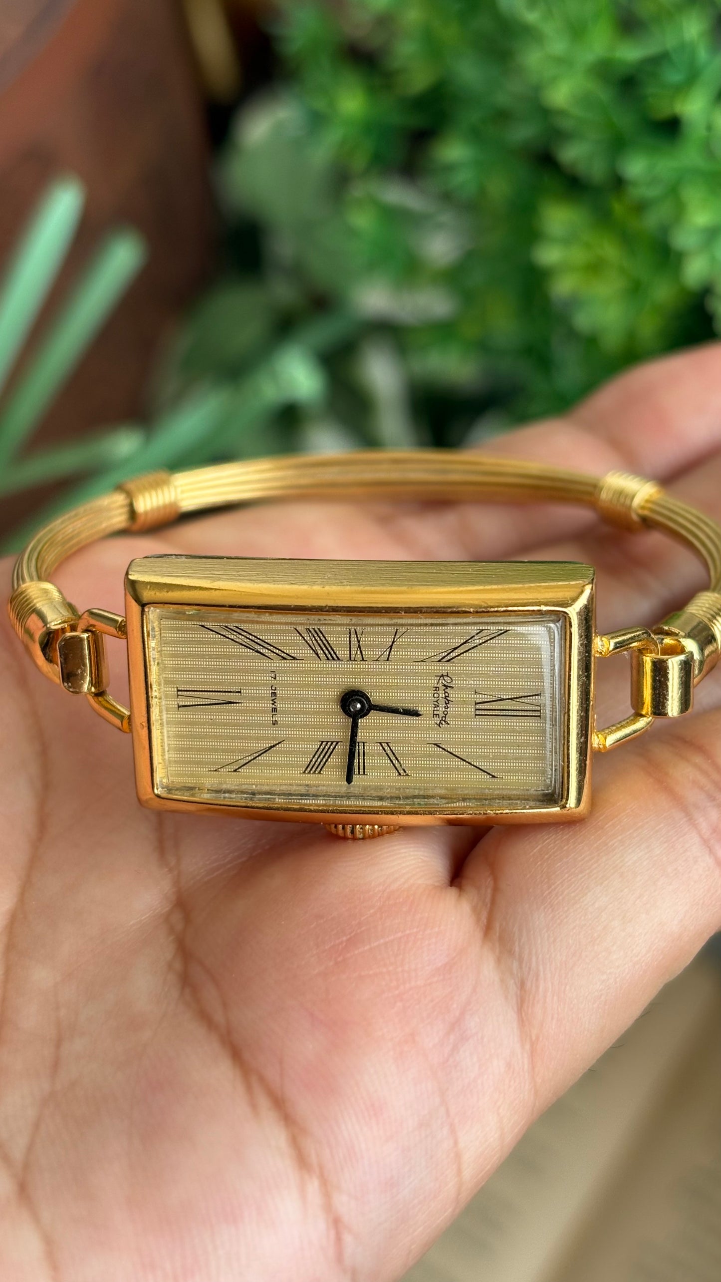 Vintage Rhapsody Royale Bangle Watch in Gold Tone