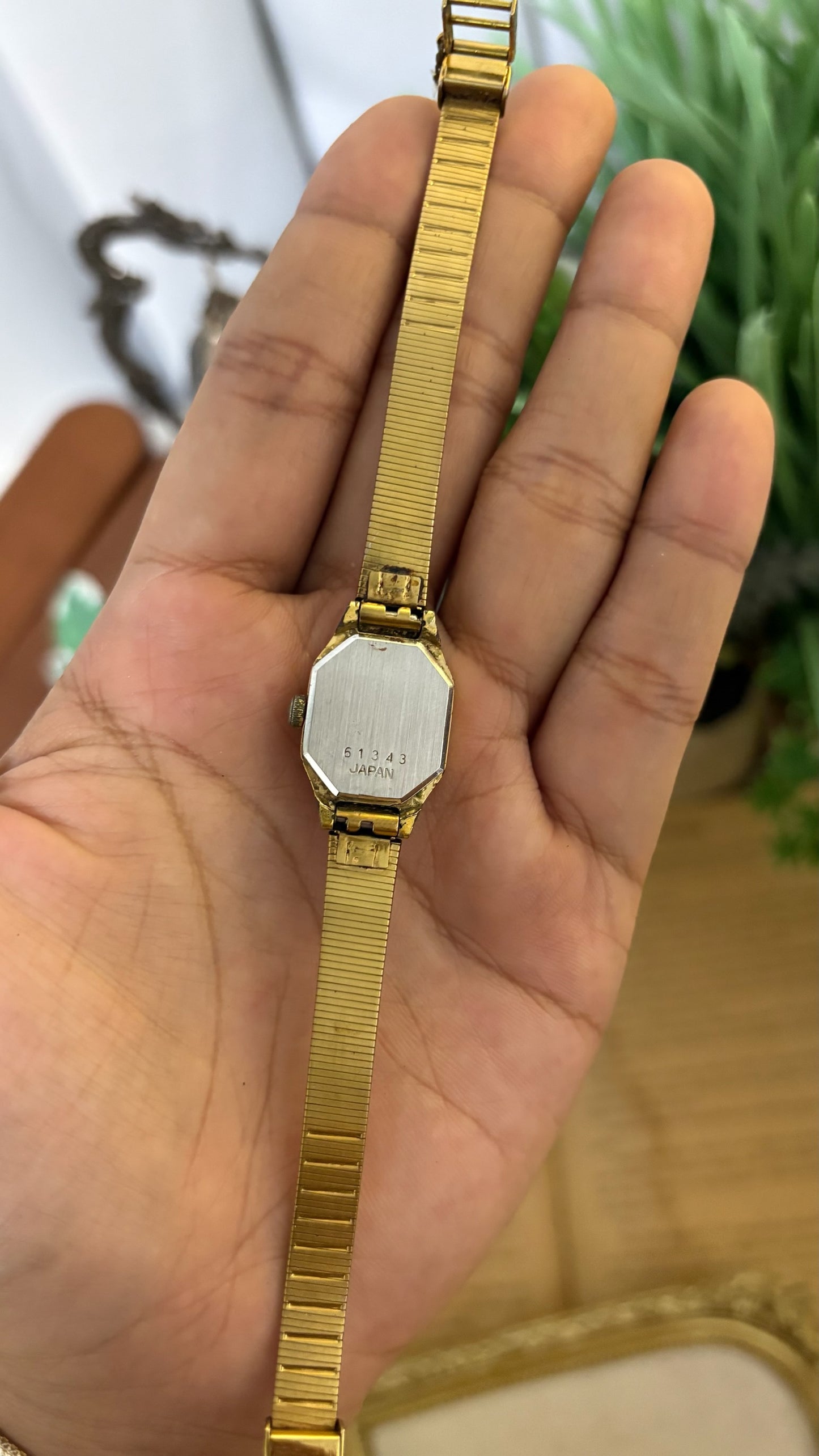 Dainty Vintage Sunlord Mini Tank Watch in Gold Tone Quartz