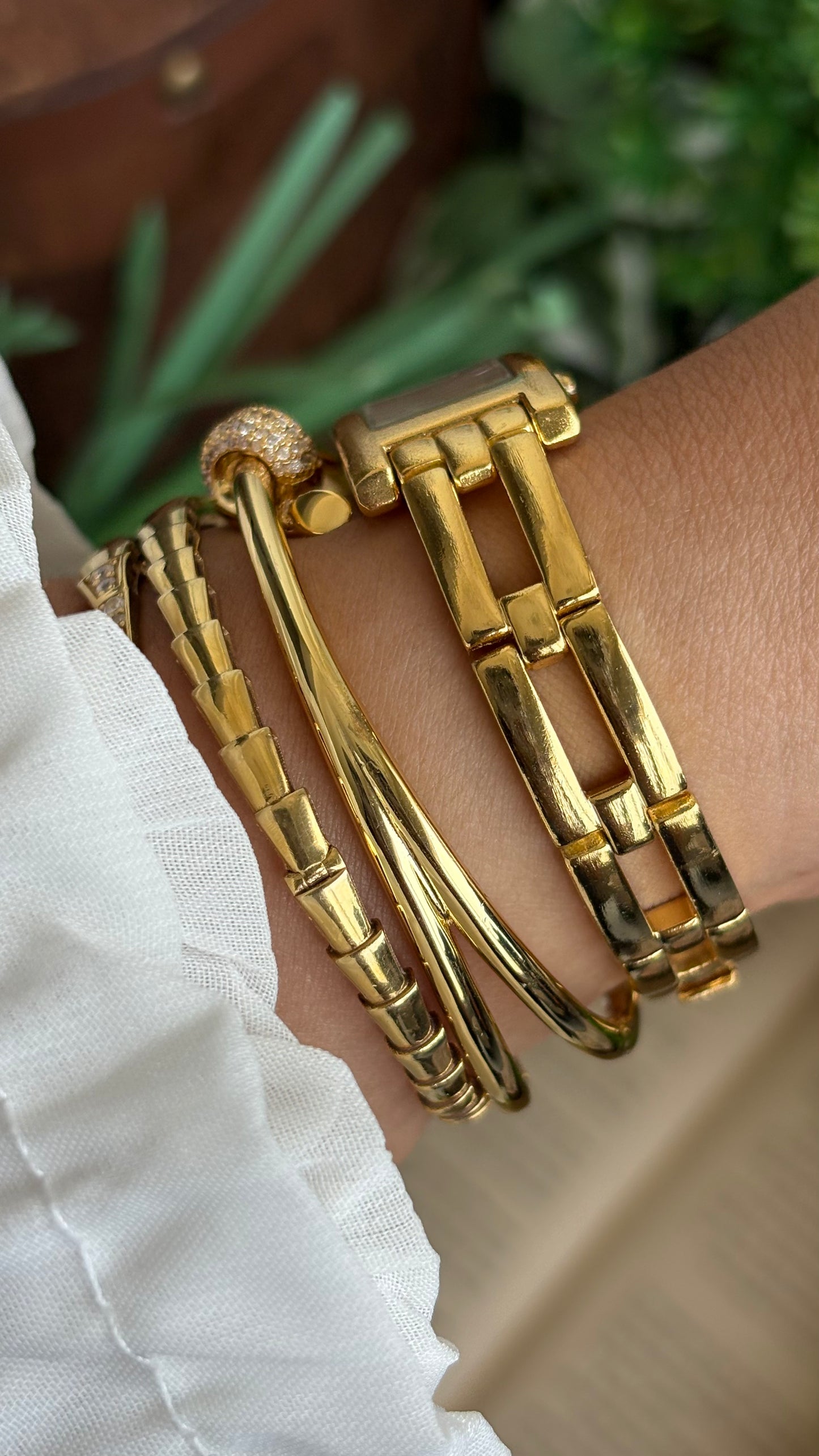Vintage Peugeot Slim Tank Watch in Gold Tone