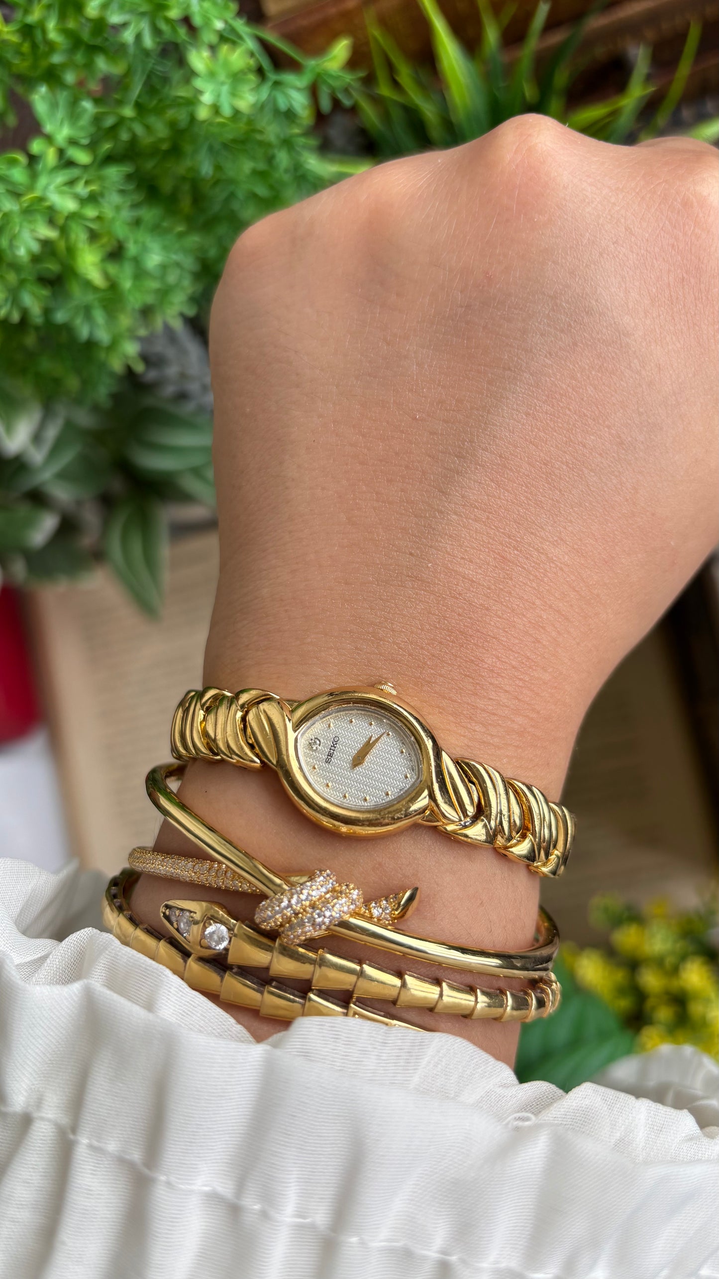 Vintage Seiko Watch in Gold Tone Almond Dial