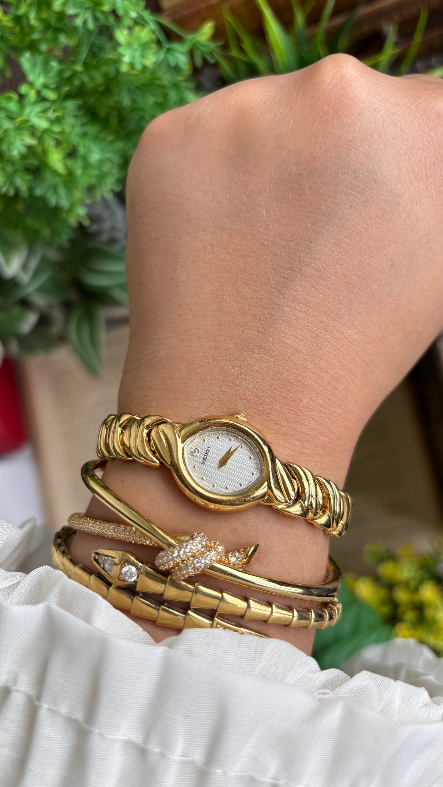 Vintage Seiko Watch in Gold Tone Almond Dial