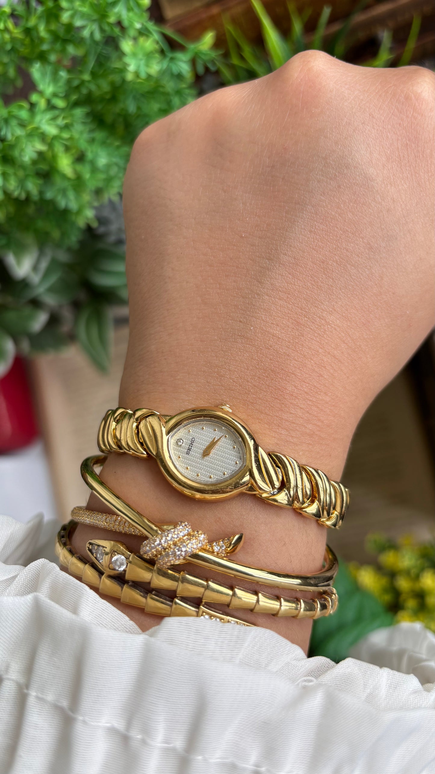 Vintage Seiko Watch in Gold Tone Almond Dial