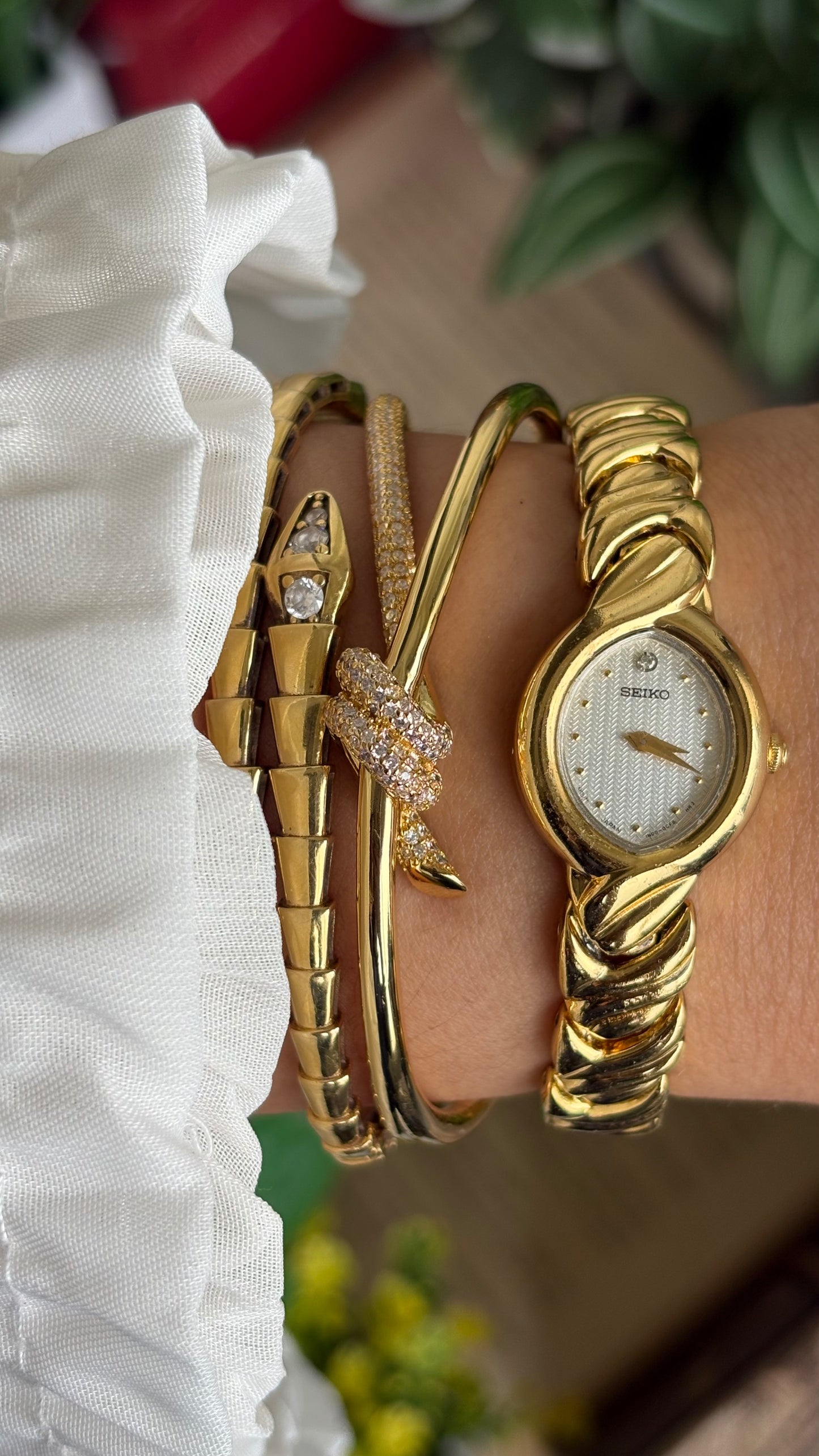Vintage Seiko Watch in Gold Tone Almond Dial