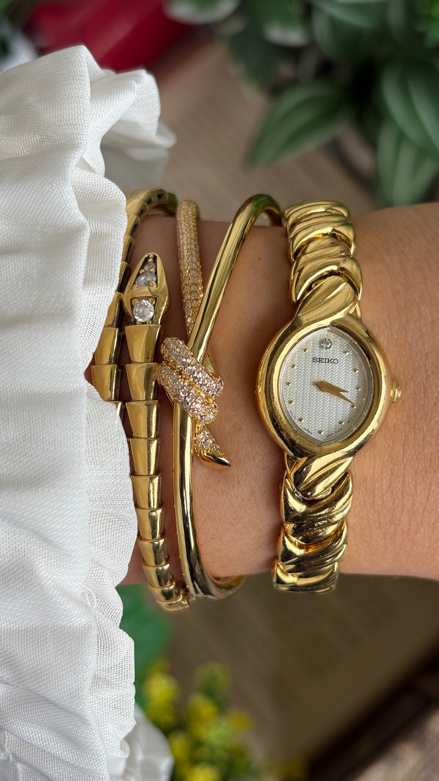 Vintage Seiko Watch in Gold Tone Almond Dial